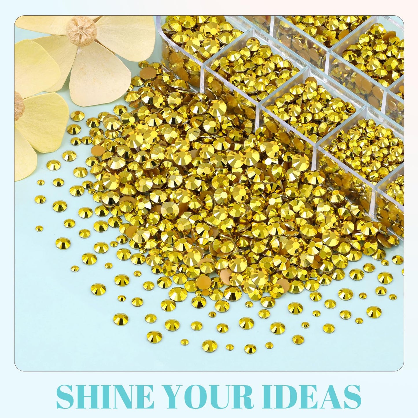 6100Pcs Resin Rhinestones for Crafting with 2Pcs 10ml B7000 Jewelry Glue, 1 Box Flatback Crystals Diamond (Bright Gold) for Bedazzling Crafts DIY Nail Art，Non Hotfix Gems for Clothing Shoes Tumblers