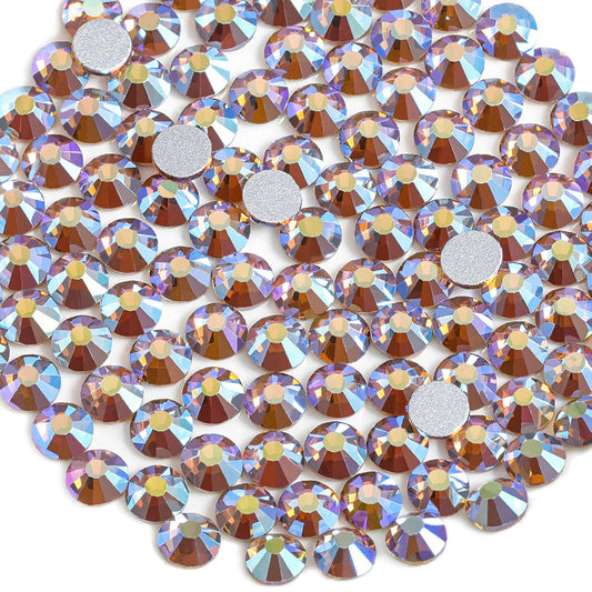 beadsland 1440 Pieces Flat Back Crystal Rhinestones Round Gems, Lt.Colorado Topaz AB,SS3,1.2-1.4mm