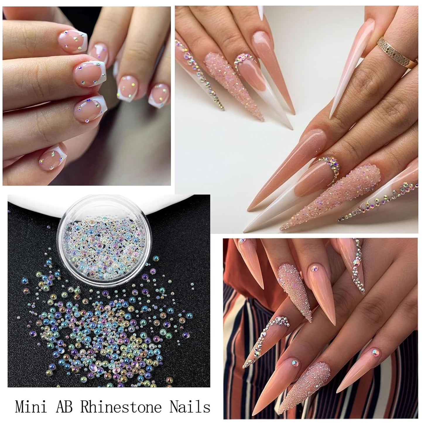 Nail Art Rhinestones Pink Nail Charms Resin Clear Jelly Rhinestones Pearls Glitter Supplies Crystal Gems Bubble Bead Accessories for Women Manicure Decorations Design