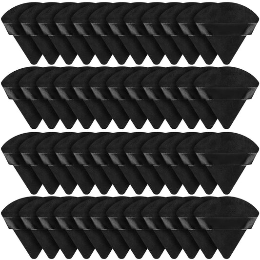 Suclain 48 Pcs Velour Triangle Powder Puff Soft Velour Makeup Puff for Face Powder Makeup Triangle Sponges for Wet and Dry Cosmetic Foundation Loose Mineral Body Makeup Tool(Black)