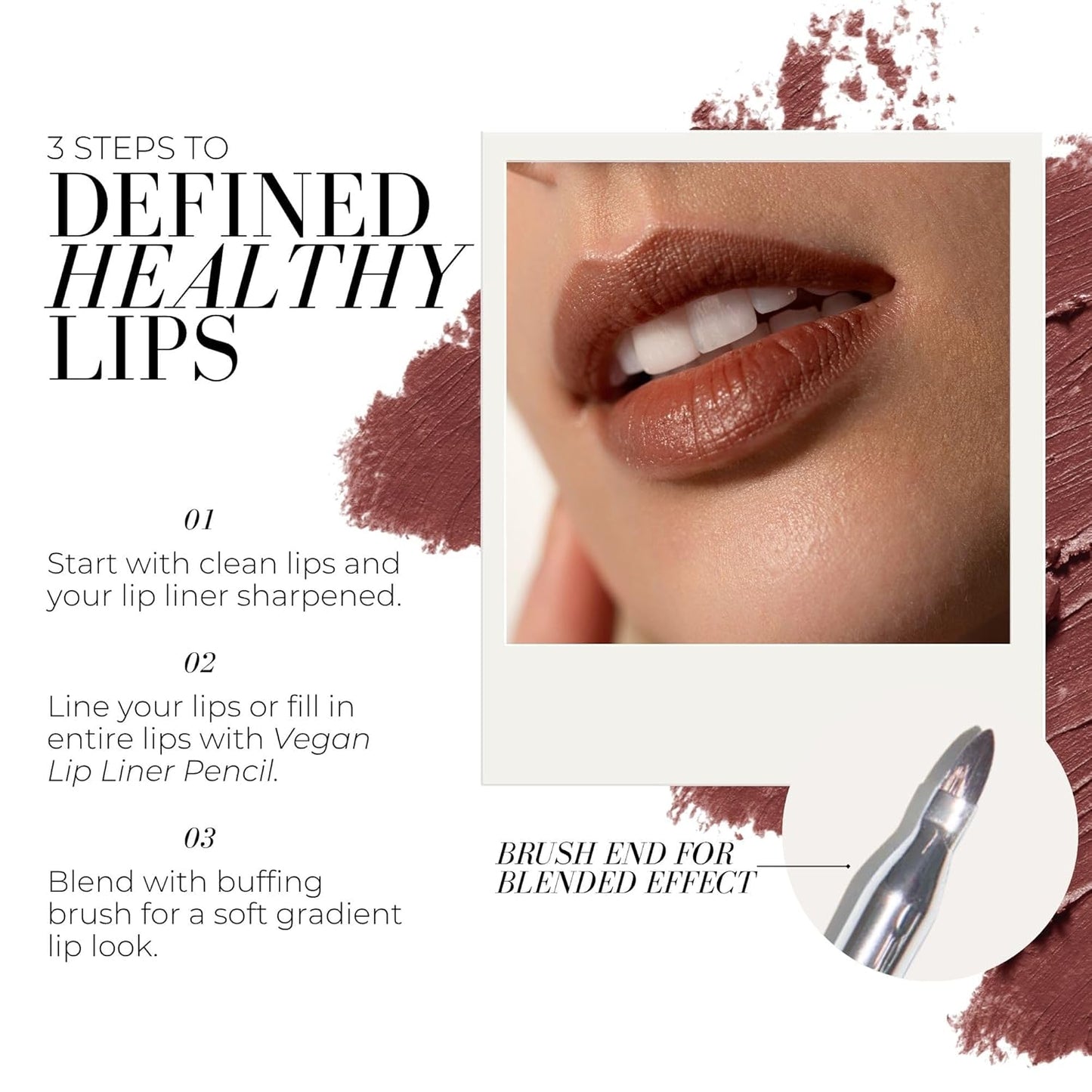 FITGLOW Beauty Vegan Lip Liner Pencil | Long-Lasting Lip Enhancer with Blending Brush | Hydrating Plumping Lip Liner | Smudge-Proof Lip Perfector | Define Shape & Fill | Root, 1.1g