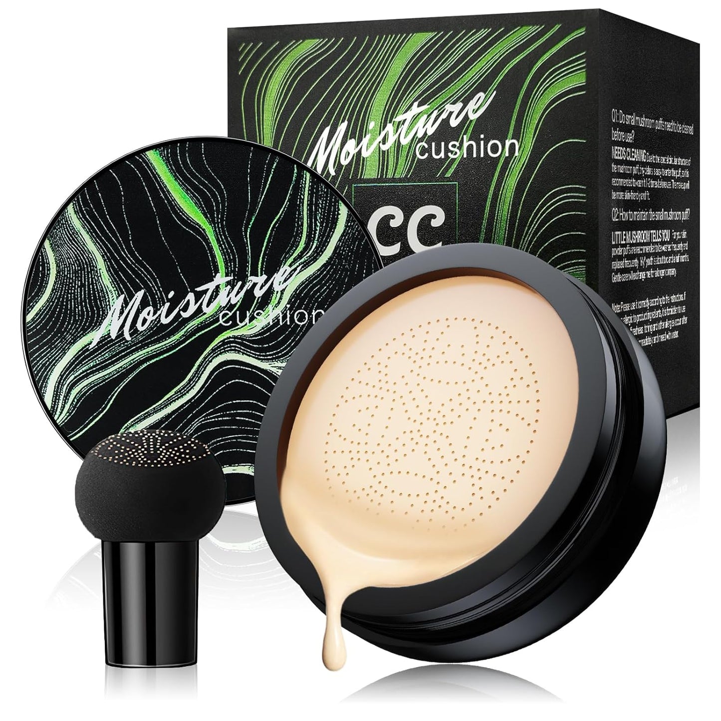 Mushroom Head Air Cushion CC Cream - BB Cream Foundation Makeup Concealer Moisturizing Oil Control, Long-Lasting & Waterproof, Easy Makeup Even Skin Tone (Ivory, 3.21 Ounce (Pack of 1))