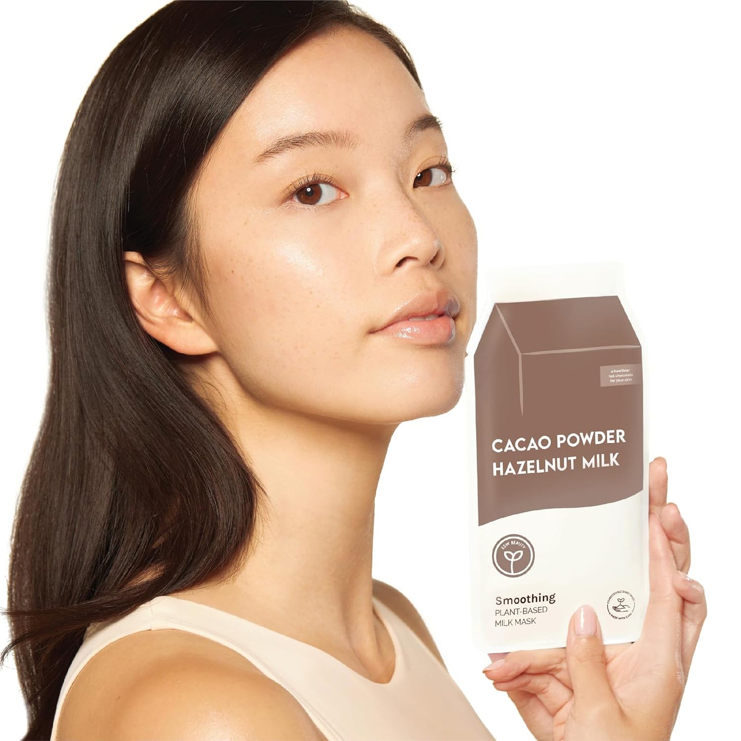 ESW Beauty Cacao Powder – Smoothing Plant-Based Milk Face Mask (6-Pack) – Cacao & Hazelnut for Aging & Sensitive Skin – Plumps, Softens & Promotes Youthful Complexion