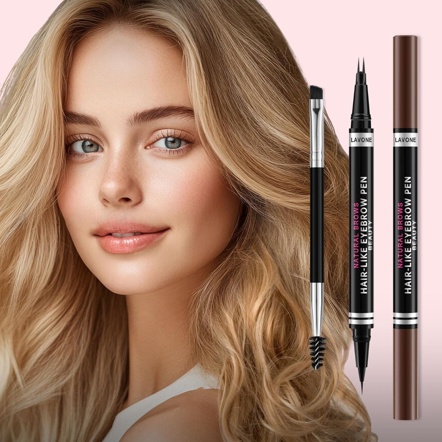 Eyebrow Pencil, 2-in-1 Waterproof Eyebrow Pen, with 2 Tip Microblading Eyebrow Pencil and Ultra-Precise Brow Pencil, with Eyebrow Brush, Eyebrow Pencils for Women,Natural Hair-Like Brows-Dark Blonde