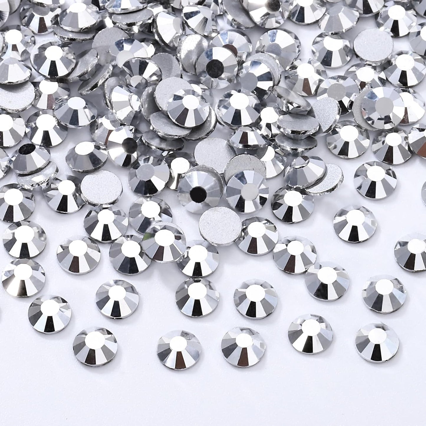 Silver Flatback Rhinestones, Glass Rhinestones for Nail Art and Craft, Glue Fix, Loose Crystal Gemstones(Silver, SS16, 2880pcs, 3.8-4.0mm)
