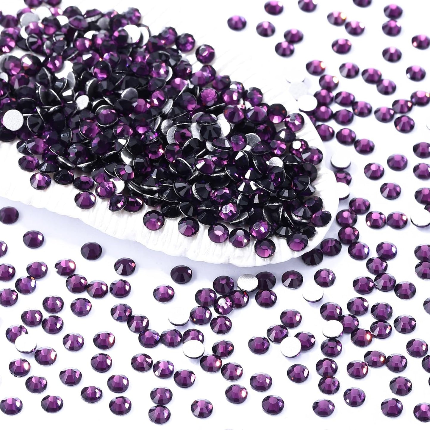 Tanzanite Flatback Rhinestones, Glass Rhinestones for Nail Art and Craft, Glue Fix, Loose Crystal Gemstones(Tanzanite, SS8, 1440pcs, 2.3-2.5mm)