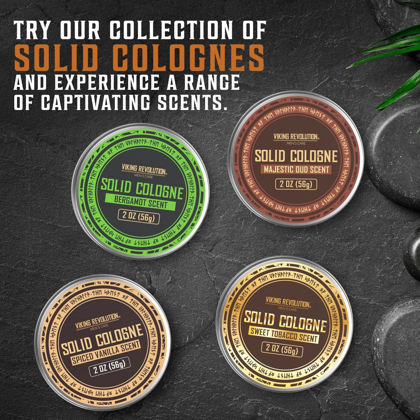 Viking Revolution Bergamot Solid Cologne for Men - 2 Oz Balm Cologne Travel Wax (1 pack, Bergamot)