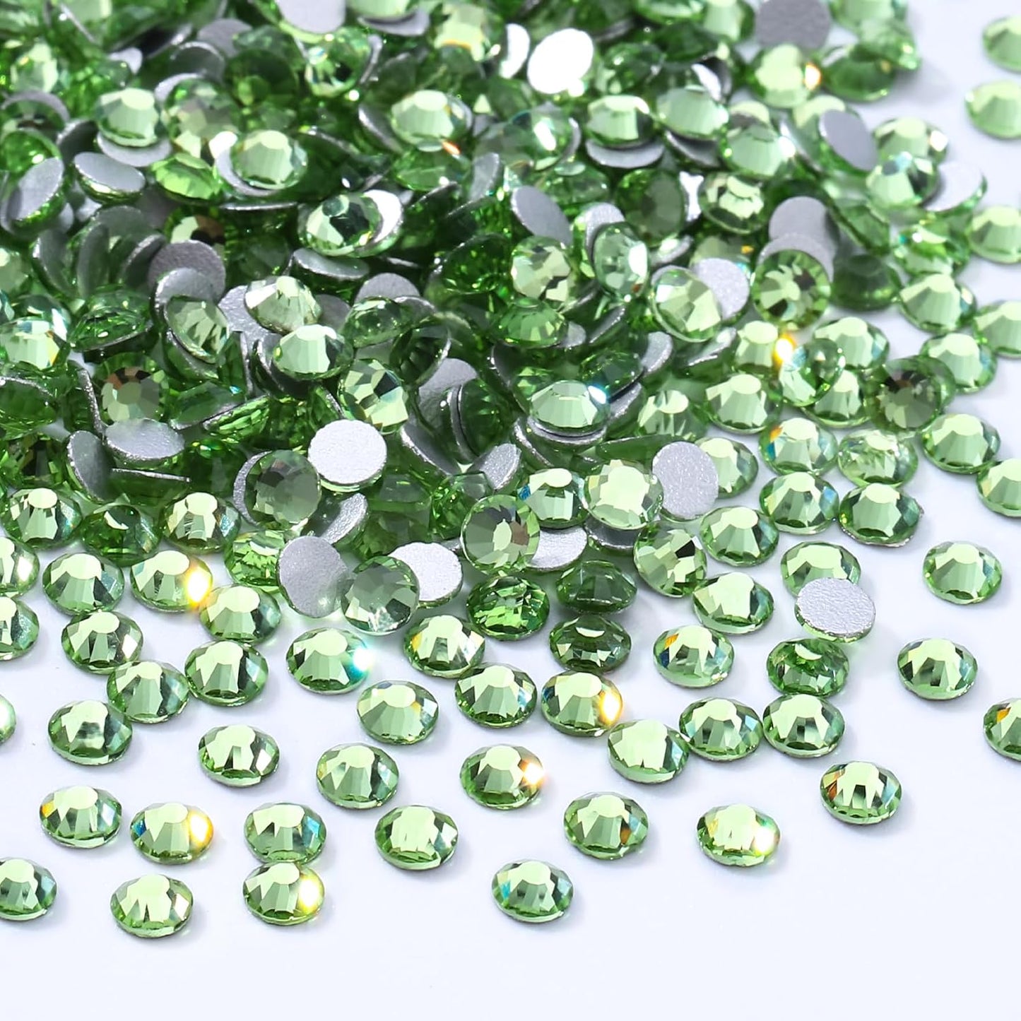 Light Green Flatback Rhinestones, Glass Rhinestones for Nail Art and Craft, Glue Fix, Loose Crystal Gemstones(Lt.Green, SS10, 1440pcs, 2.7-2.8mm)