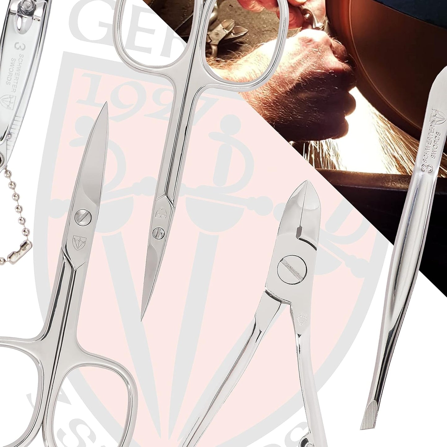 3 Swords Germany - brand quality 11 piece manicure pedicure grooming kit set for professional finger & toe nail care scissors clipper fashion leather case in gift box, Made by 3 Swords (00255)