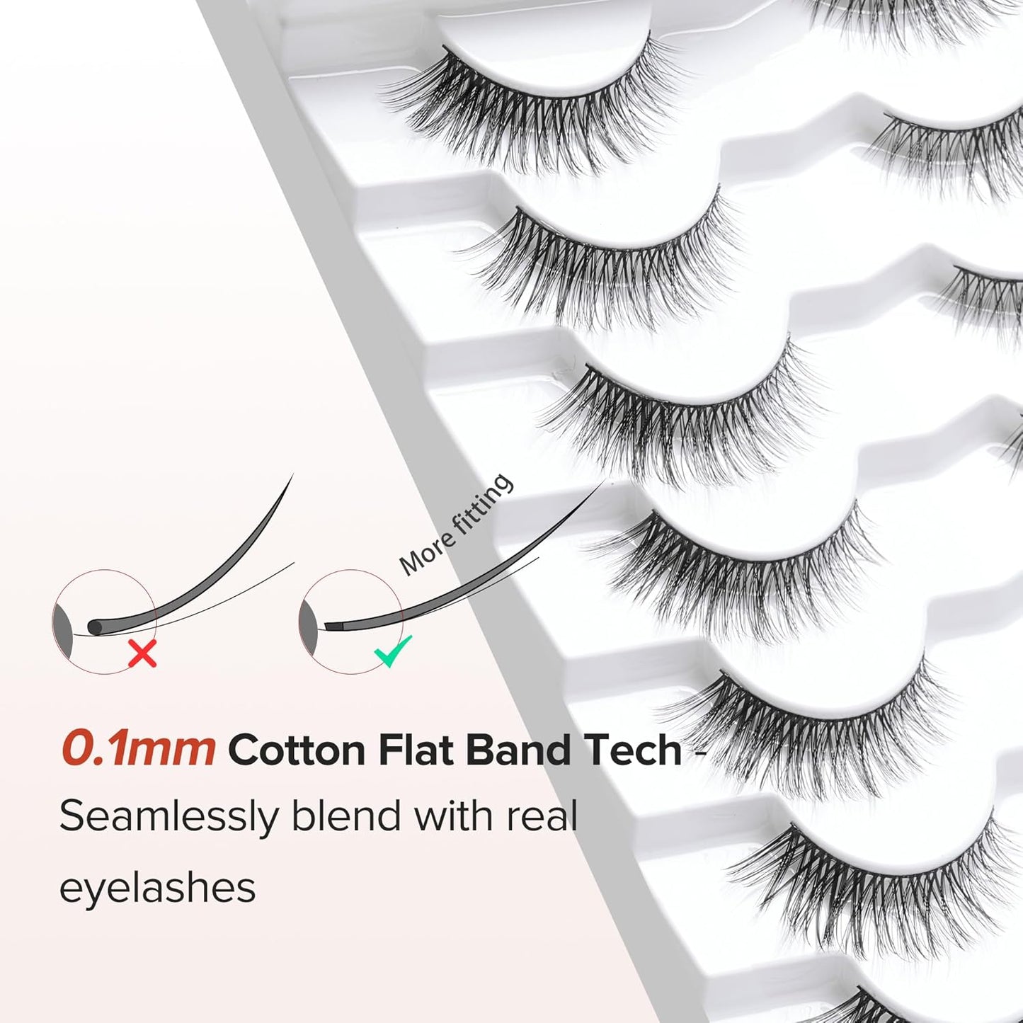 Wispy Cat Eye Lashes False Eyelashes Natural 10mm Short Lash Pack Soft Strip Eyelash 3D Volume C Curl Natural Eyelashes 7 Pair Siligli Lashes