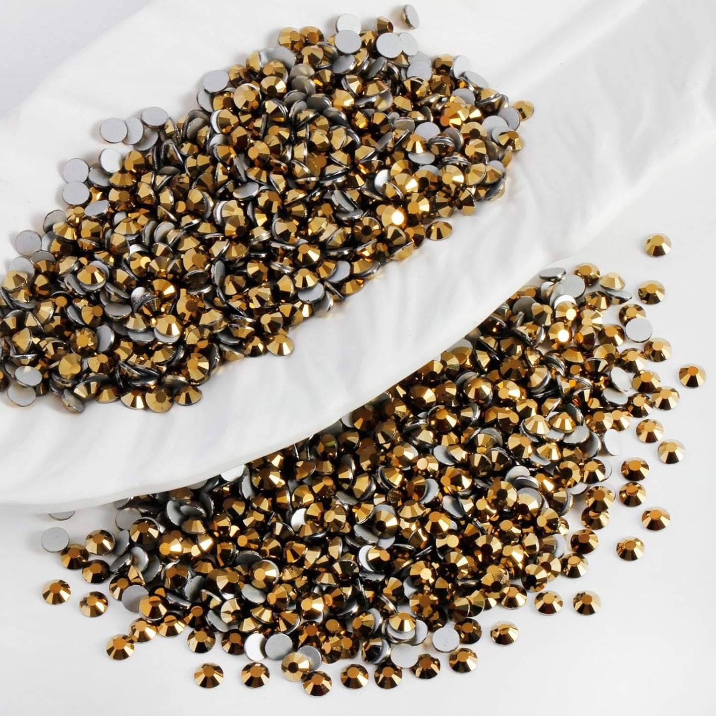 3000 PCS SS8 Flatback Rhinestones,12-Facet Diamond-Cut Glass Gems for Nail Art,Clothing,DIY Crafts,Glue-On Decoration Stones with Silver Backing,Aurum