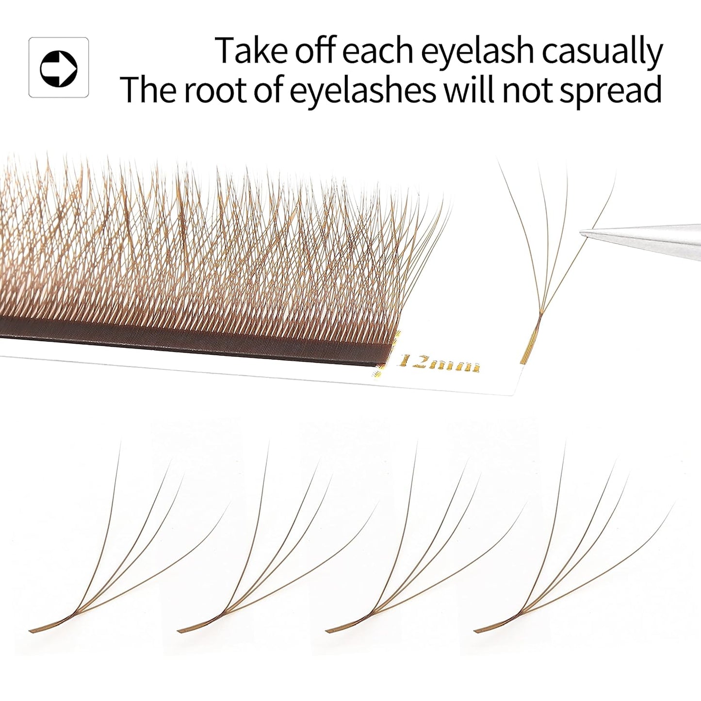 Lash Extensions Brown 4D W Eyelash Extensions W Shape 0.07mm Thickness C Curl 8mm Premade Fans Lashes Colored Lash Extension Volume Lashes Individual Lashes(W-Brown-4D-0.07-C,8mm)