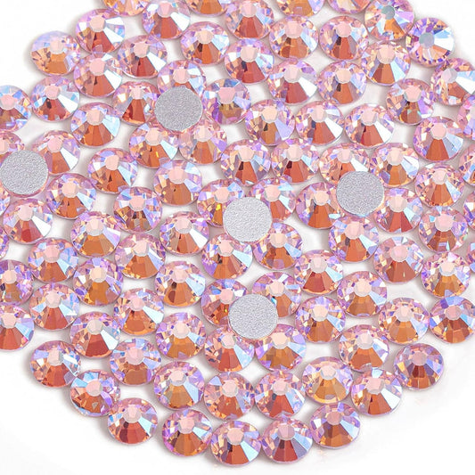 Beadsland 288 Pieces Flat Back Crystal Rhinestones Round Gems,Light Pink AB,SS30,6.3-6.5mm
