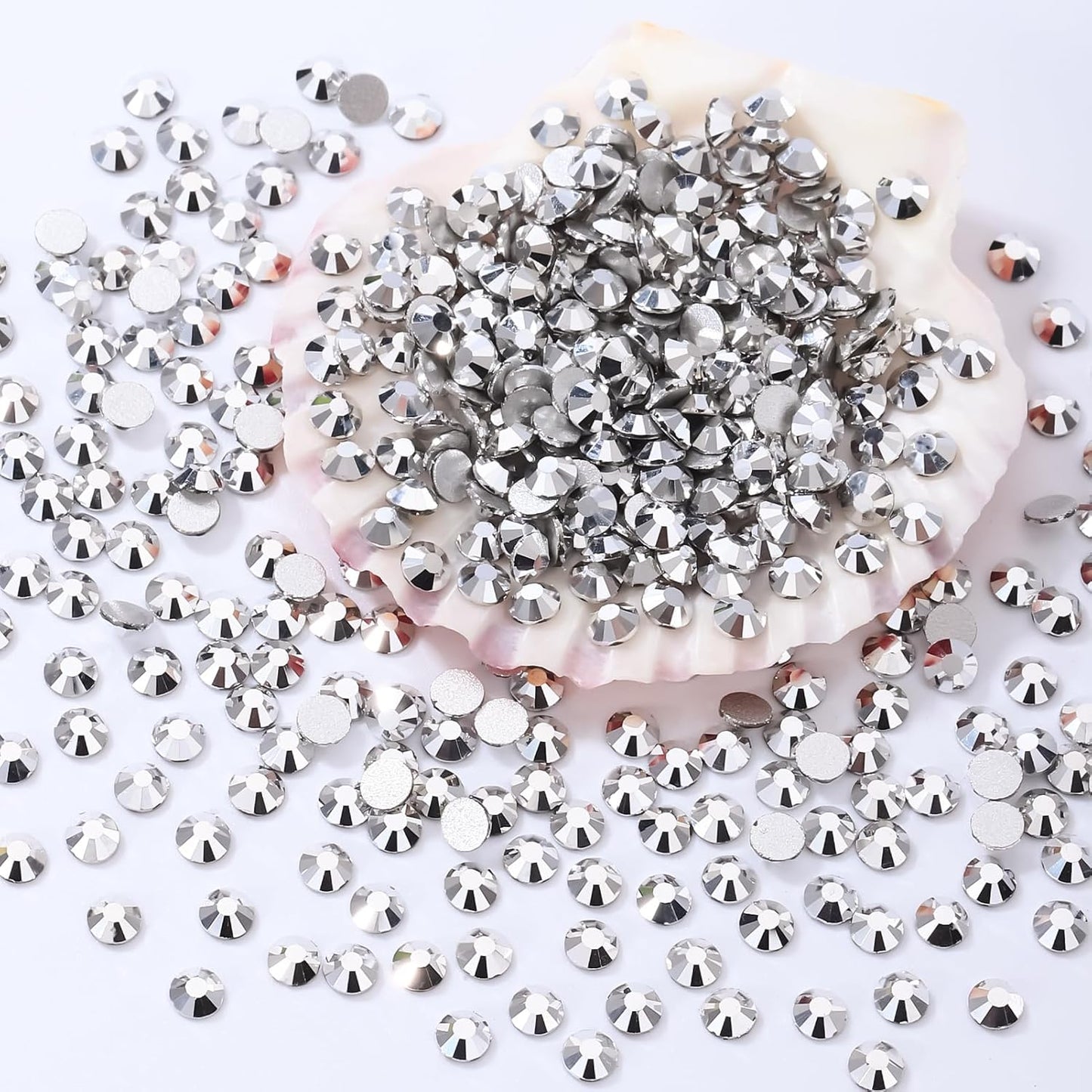 Silver Flatback Rhinestones, Glass Rhinestones for Nail Art and Craft, Glue Fix, Loose Crystal Gemstones(Silver, SS6, 1440pcs, 1.9-2.0mm)