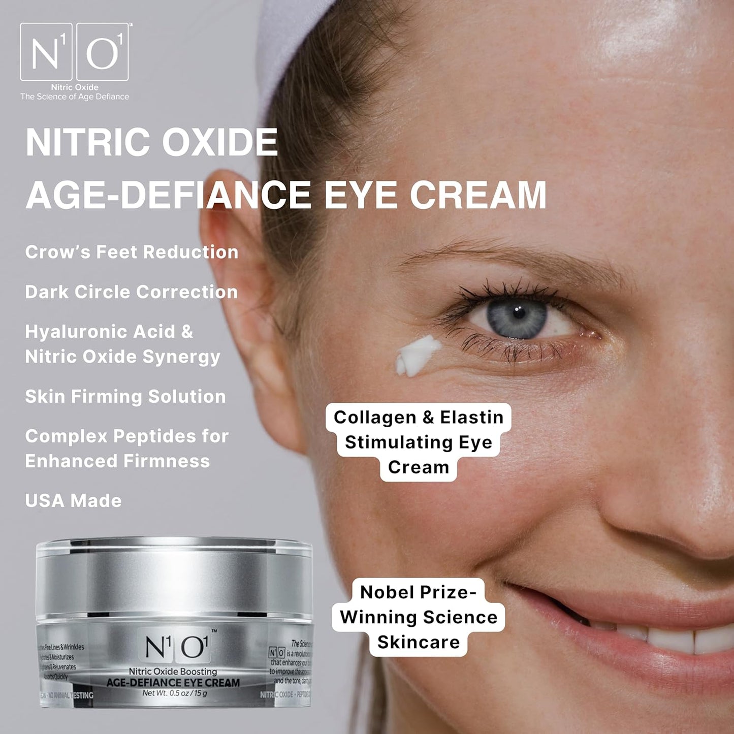 Age-Defiance Eye Cream - Day & Night Moisturizer with Nitric Oxide, Hyaluronic Acid, Complex Peptides, Ceramides - Hydrating Eye Cream for Dark Circles, Wrinkles, Fine Lines, Puffiness - 0.5 oz.