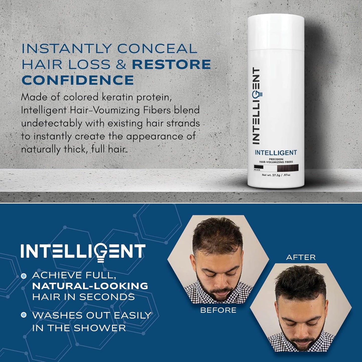 Intelligent Precision Hair-Volumizing Fibers (Medium Blonde) | Undetectably Fill in Thinning Hair | 6 Shades Designed For Men or Women | 27.5g