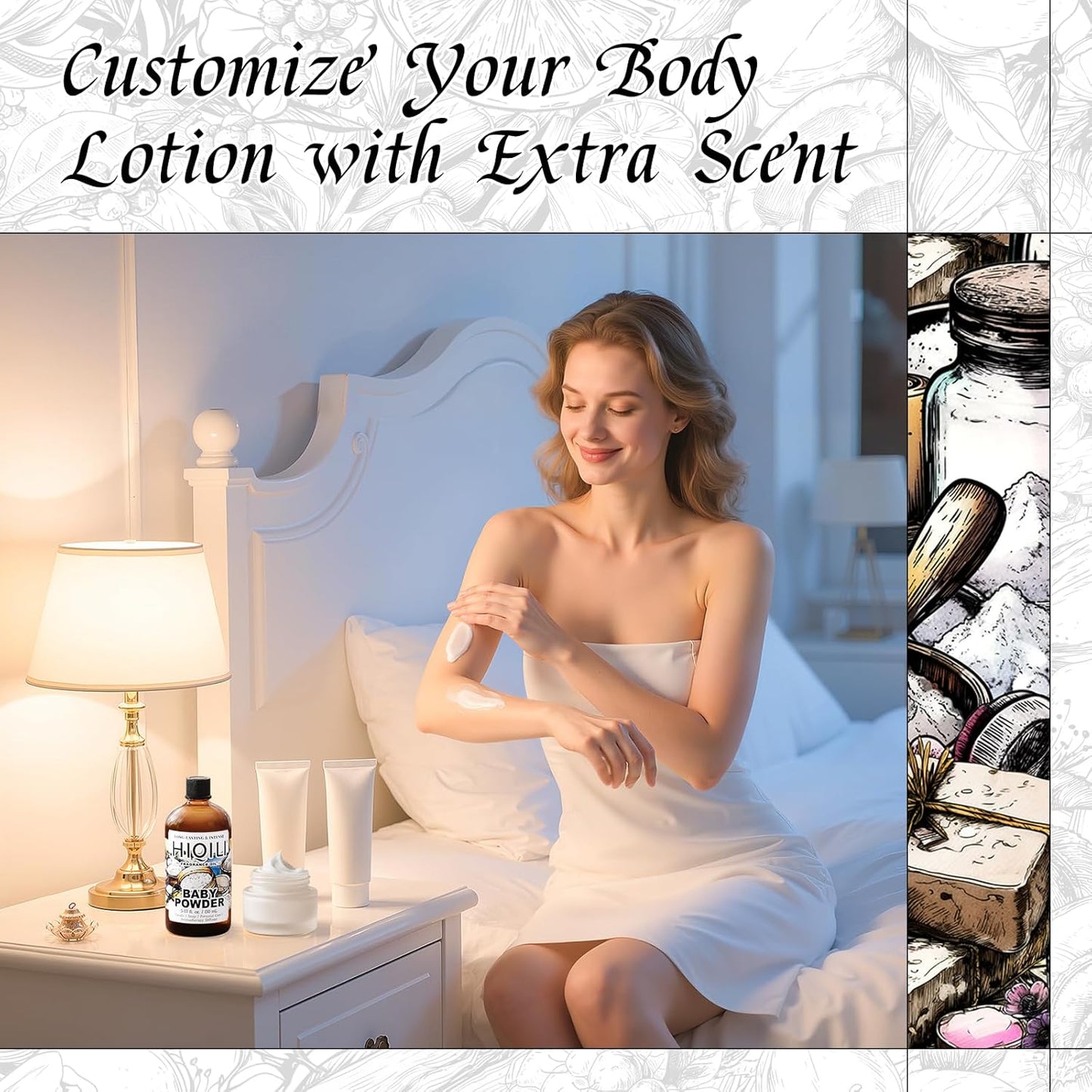 HIQILI Baby Powder Fragrance Oil - for Body Oils, Laundry Detergent, Candle, Perfumes & Soap Making, and Home Diffusers Use - 5.07 Fl Oz