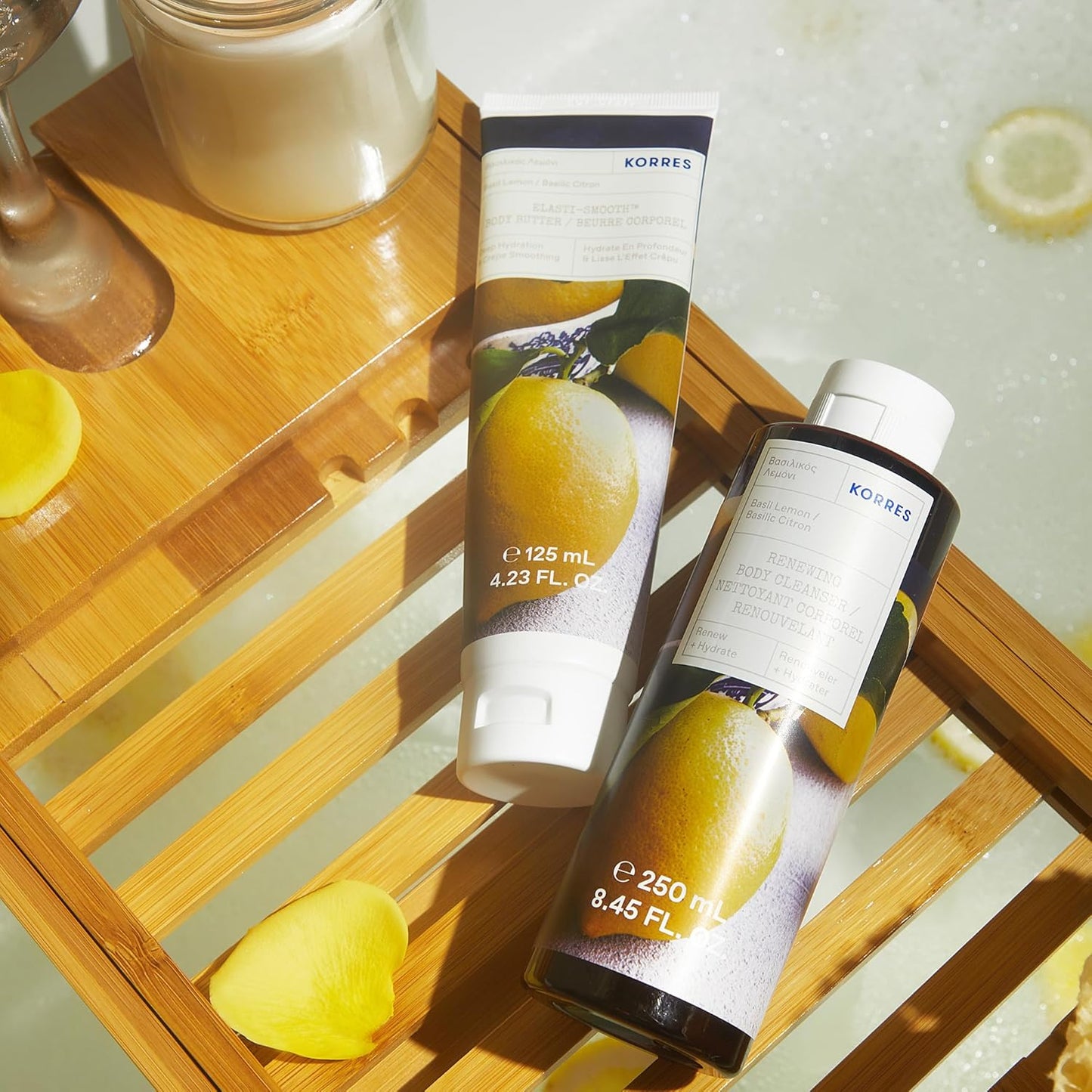 KORRES Elasti-Smooth Basil Lemon Body Butter With Shea Butter, Squalane And Greek Safflower Oil For Velvety Skin Texture, Fast Absorbing Whipped Moisturizer With Herbal Citrus Scent, 4.23 Fl Oz