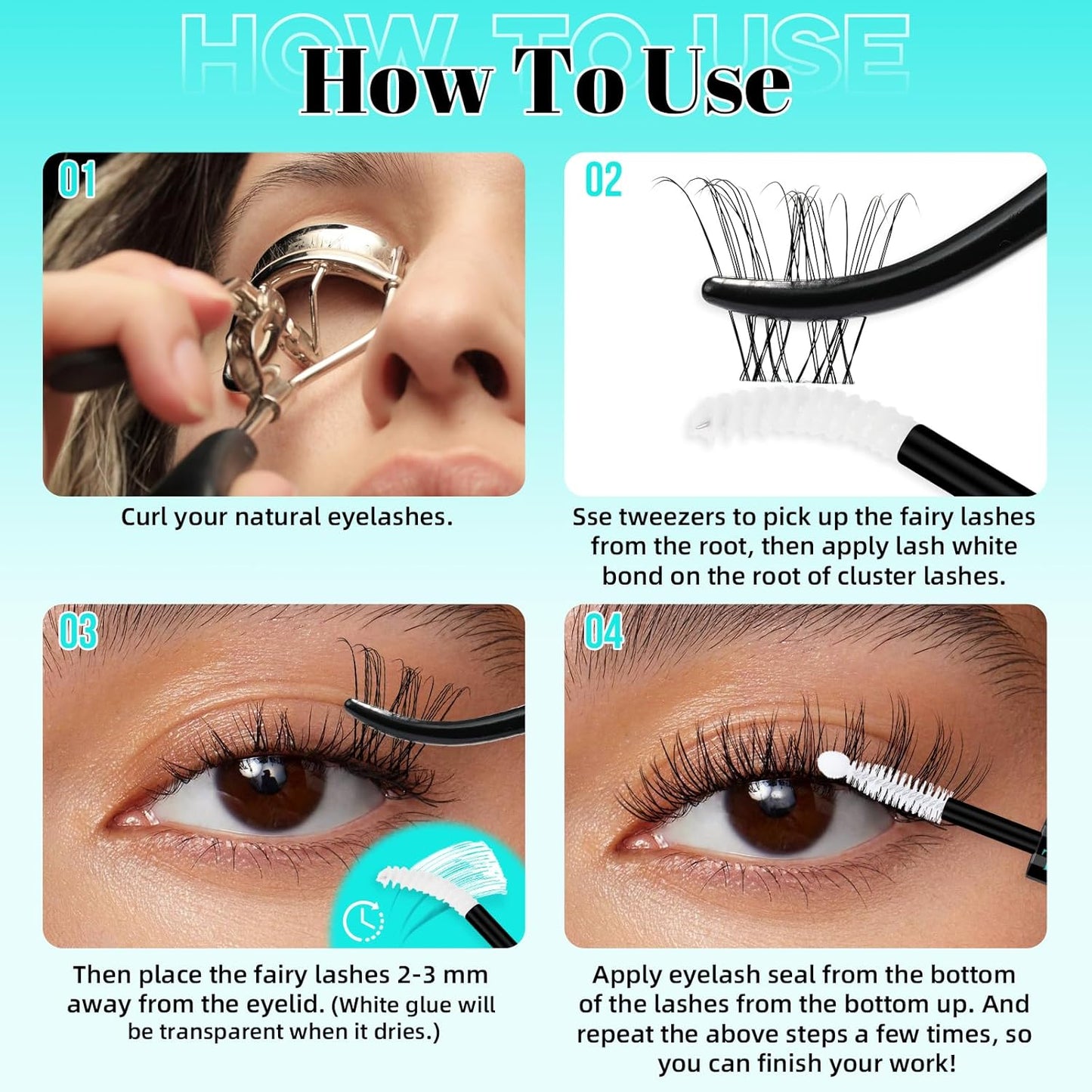 Lash Clusters 160PCS Invisible Eyelash Band Clusters with Natural Eyelashes Cluster Wide Stem Eyelash Extensions Individual Wispy Lashes Cluster(Lavendy,D-Mix8-16mm)