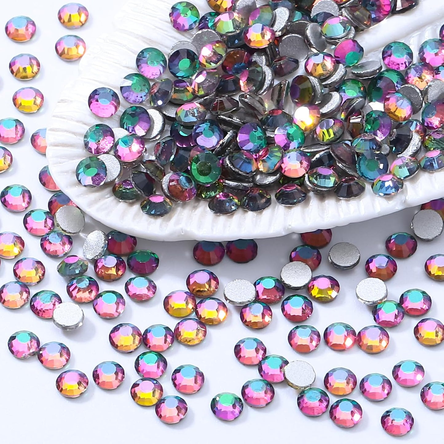 Green Volcano Flatback Rhinestones, Glass Rhinestones for Nail Art and Craft, Glue Fix, Loose Crystal Gemstones(Green Volcano, SS20, 1440pcs, 4.6-4.8mm)