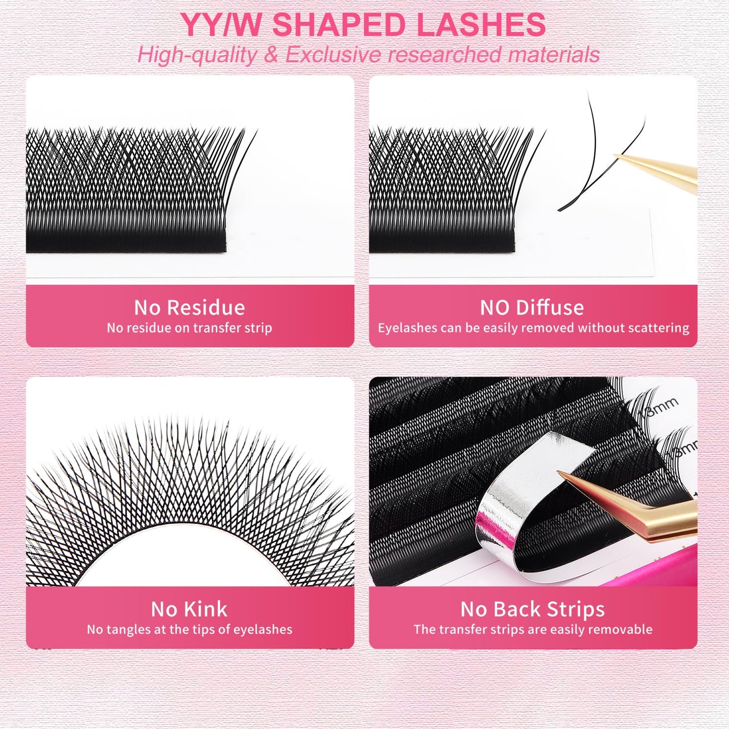 YY Lash Extensions Supplies Y Eyelash Extensions 0.07mm Thickness D Curl 11mm Premade Fans 4D Russian Volume Matte Black 12 Rows Crisscross Eye Lashes(YY-0.07-D,11mm)