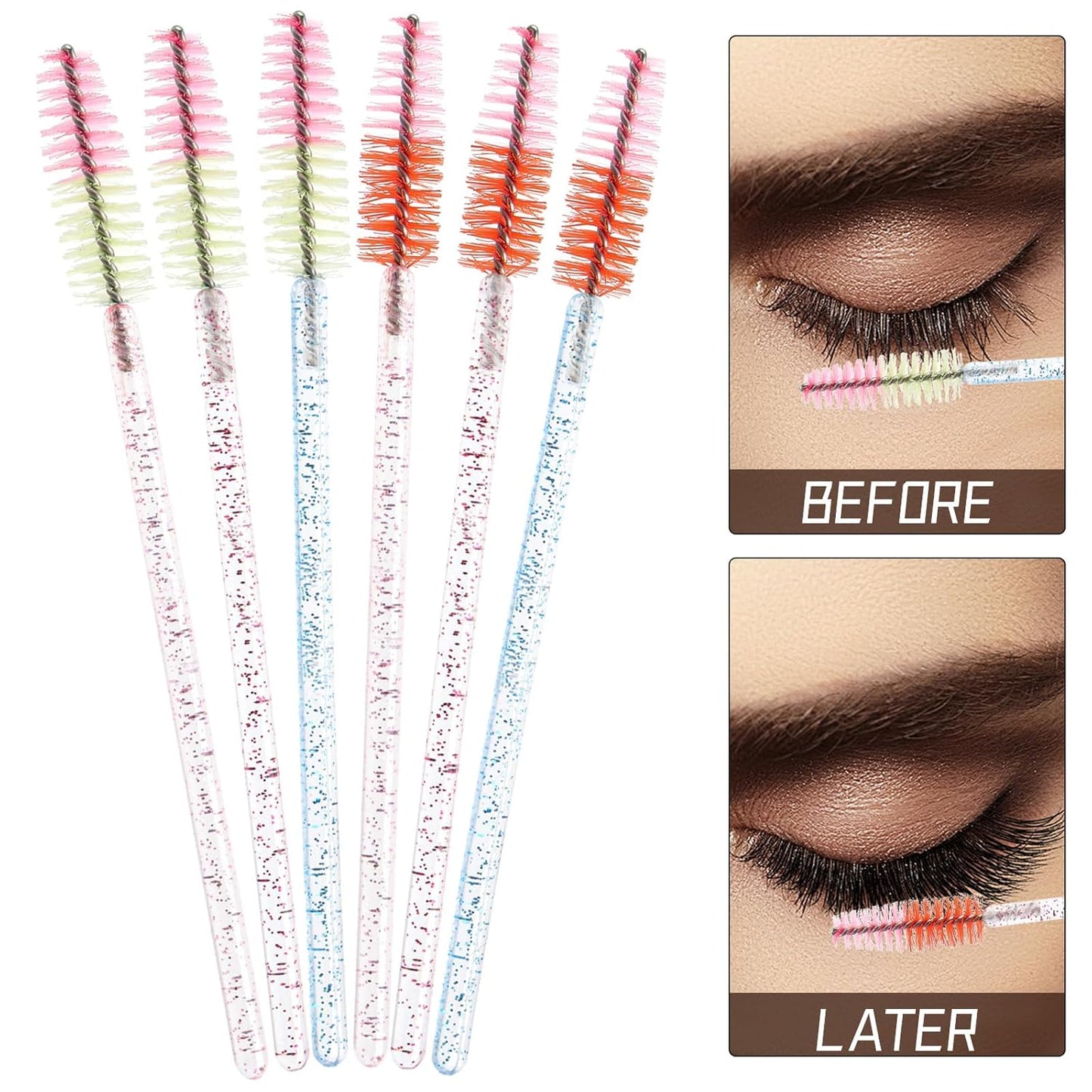 300PCS Disposable Mascara Wands Spoolie Brush Crystal Eyebrow Brushes Eyelash Extension Applicator Makeup Kits