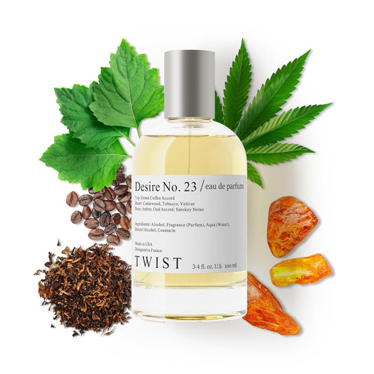 Twist - Desire No. 23 - Eau De Parfum Inspired by Black Afgano, Long-Lasting Perfume for Women & Men, Paraben Free, Vegan, Clean Ingredients, Fragrance, Unisex - Spray 100 ml | 3.4 fl. oz.