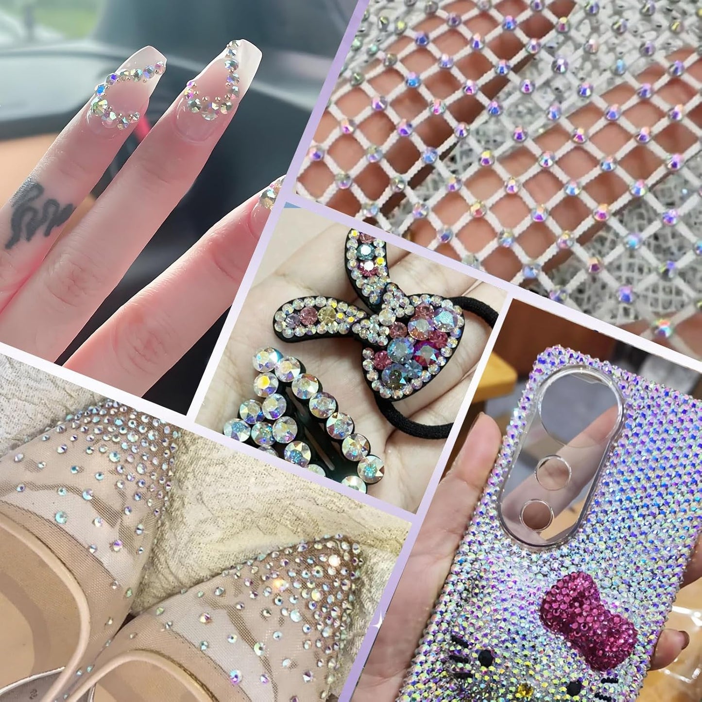 5000PCS SS6 Flatback Rhinestones | 12-Facet Diamond-Cut Glass Gems for Nail Art, Clothing, DIY Crafts |Glue-On Decoration Stones with Silver Backing(Crystal AB)