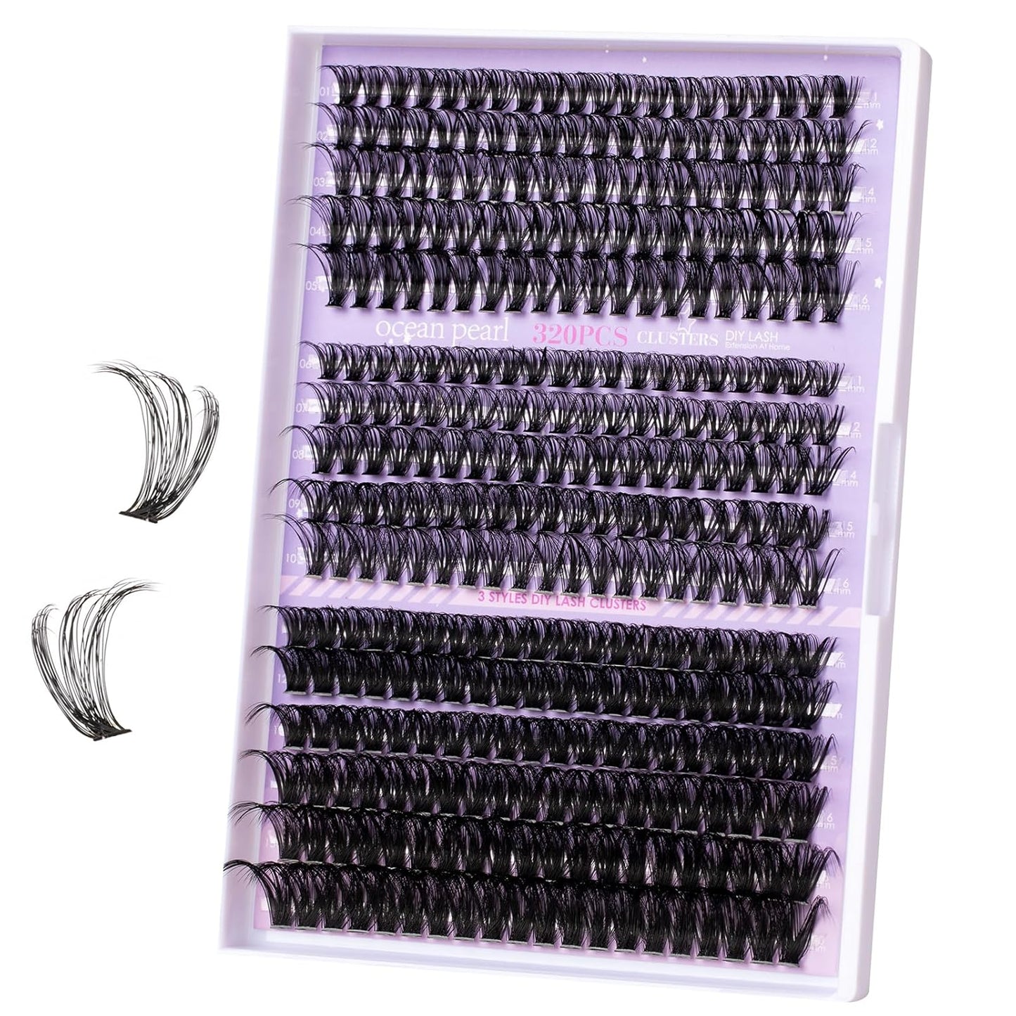Ocean Pearl Lash Clusters 320PCS Thick Individual Lashes 11-20MM 40D 50D 100D DIY Lash Extension Soft Eyelashes Thick Volume Fake Lashes D Curl Cluster Eyelash Extensions For Beginners-40+50+100D