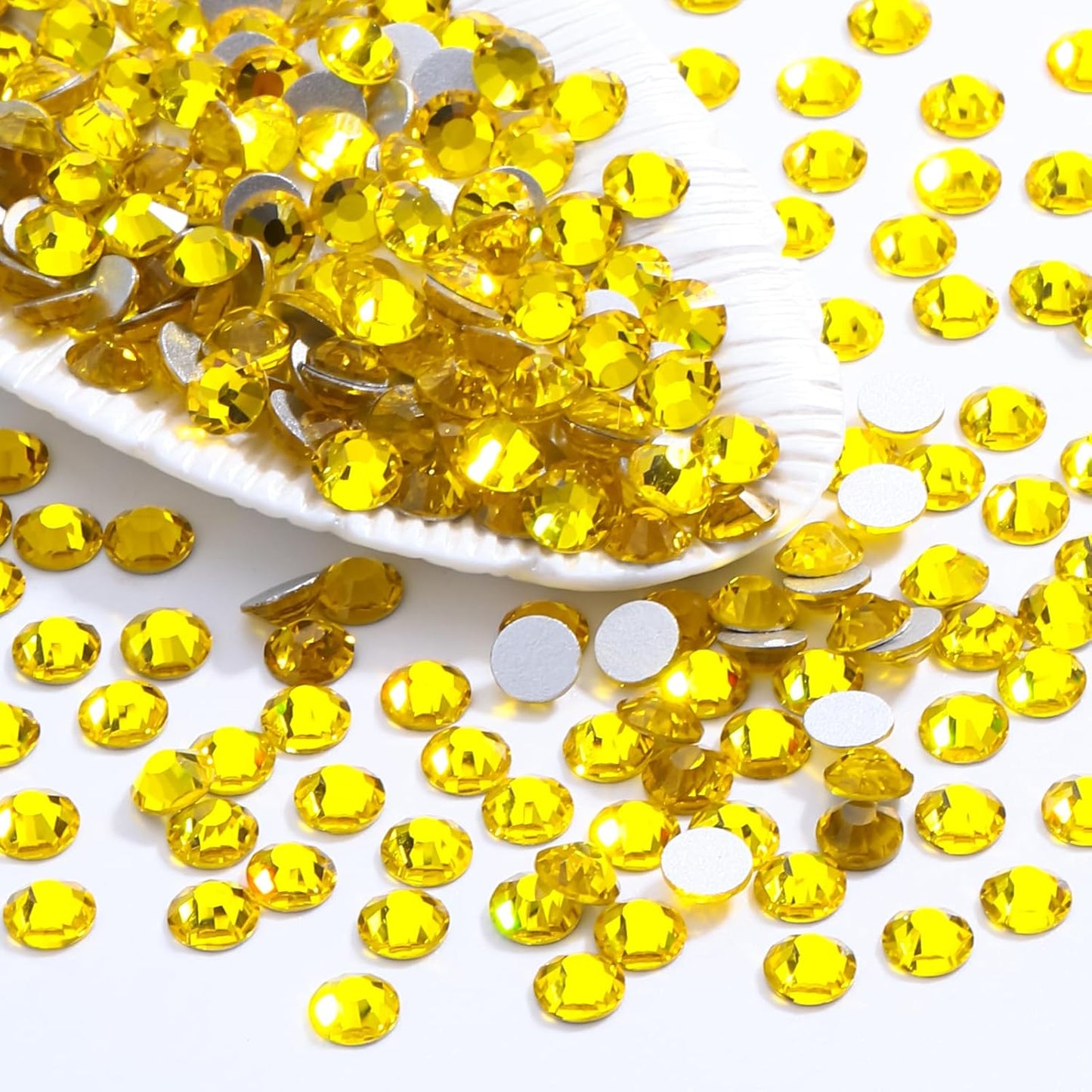 Citrine Flatback Rhinestones, Glass Rhinestones for Nail Art and Craft, Glue Fix, Loose Crystal Gemstones(Yellow, SS20, 1440pcs, 4.6-4.8mm)