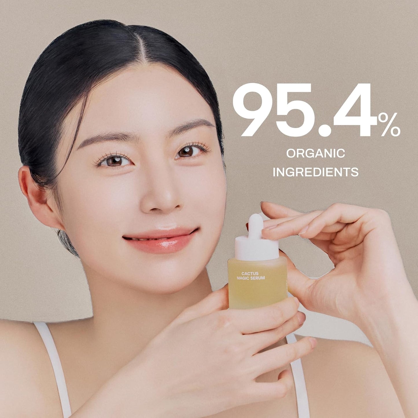 Whamisa Organic Cactus Magic Serum, Anti-Wrinkle & Brightening, Rejuvenation, Strengthen Skin Barrier, Probiotics, Hydrating, Facial Ampoule, Pore Refining (32ml)