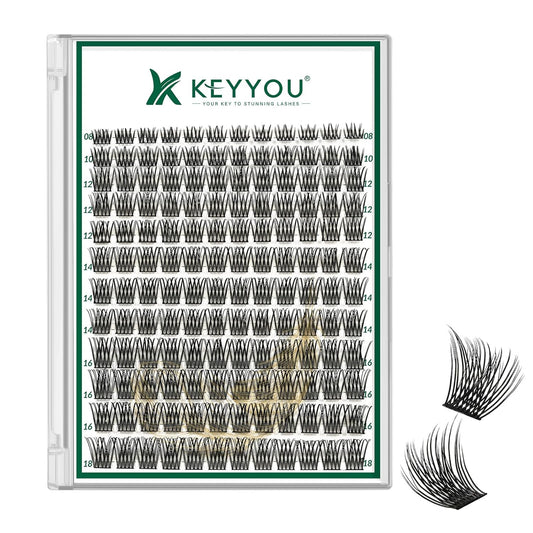 Lash Clusters 144pcs Eyelash Clusters D Curl 8-18MIX Individual Lashes KEYYOU Air Touch Cluster Lashes Super Lightweight Soft Wispy Comfortable Easy DIY at Home(Air02-D-8-18MIX)