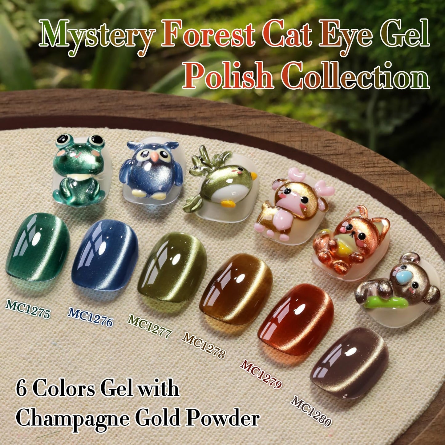 Double Rhythm Cat Eye Gel Nail Polish Set of 6 Same Color Same Bottle 0.5 Oz Shimmer Glitter with Magnet Holographic Reflective Magnetic UV Nail Polish Kit at Home (Green Navy Blue Black-T6-61)