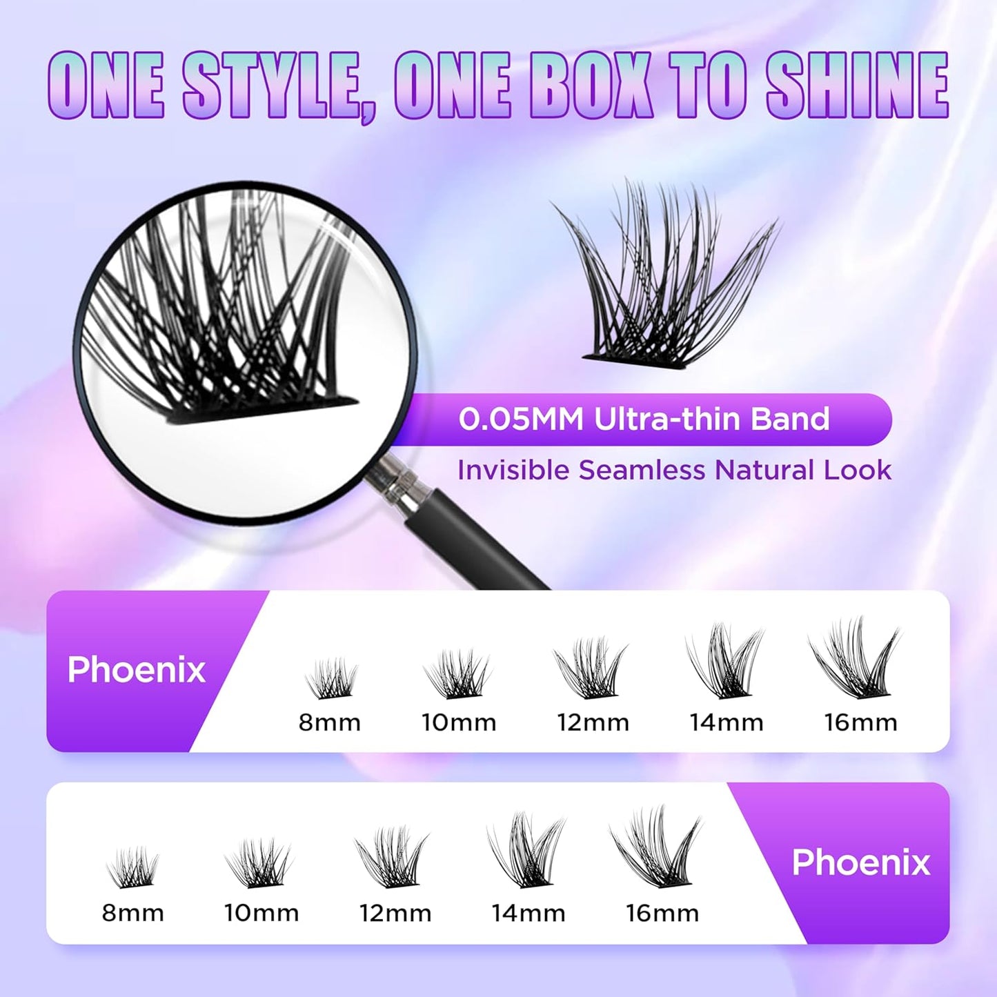 Lash Extension Kit DIY Lash Clusters Kit Eyelash Extensions Individual Lashes Extensions with (Bond,Seal,Tweezers,Remover,168Pcs,Phoenix,8-16mm)