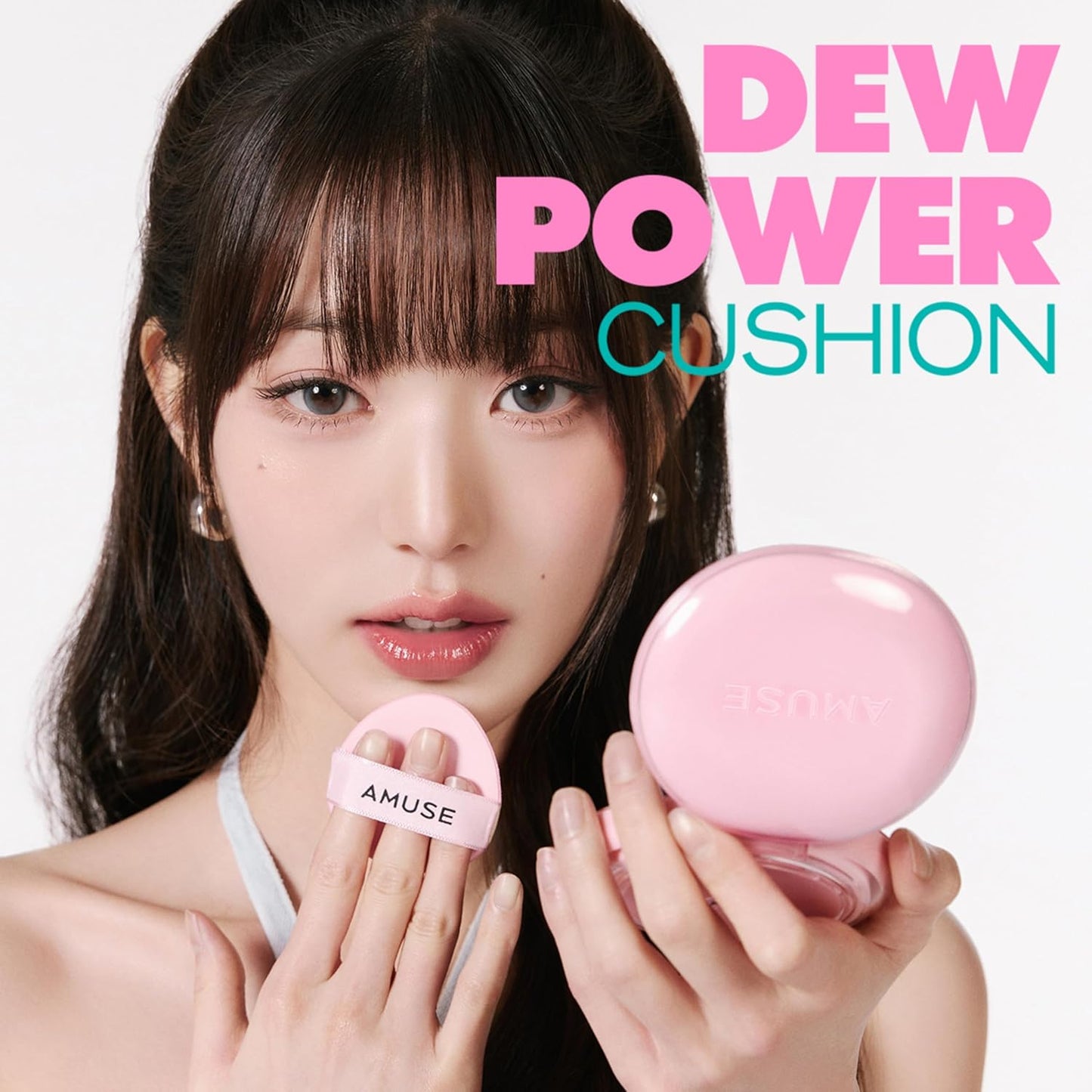 Amuse SEOUL DEW POWER VEGAN CUSHION FOUNDATION | Dewy, glow, long-lasting, double coverage, clean beauty, lightweight, natural look, foundation for sensitive skin, hydrating cushion (01 PURE)