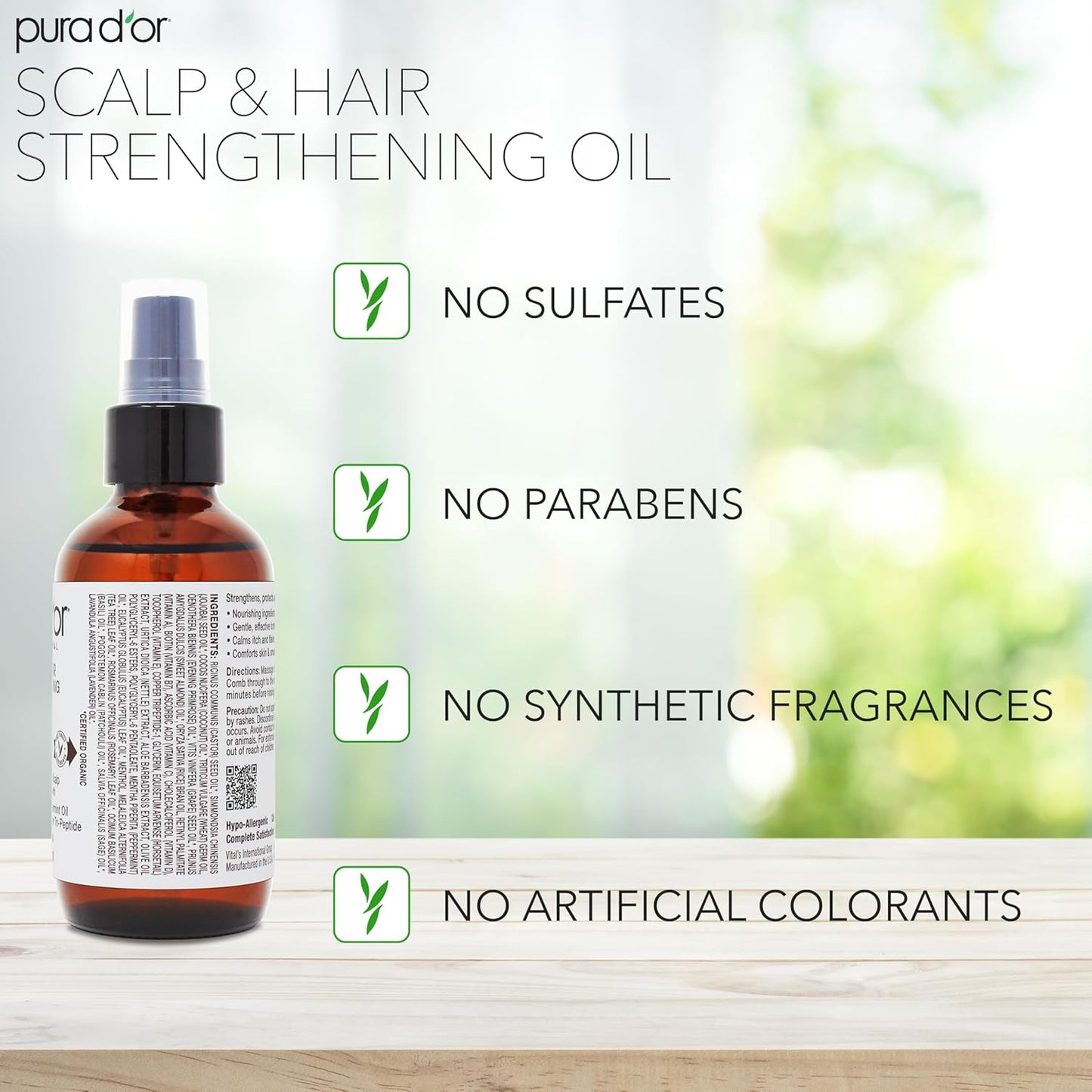 PURA D'OR 3.3 Oz Scalp & Hair Strengthening Oil - Supports Optimal Growth, Reduce Breakage, Nourish Roots for Healthier, Fuller, Thicker Hair - Rosemary, Castor & Peppermint Oil for Stronger Strands