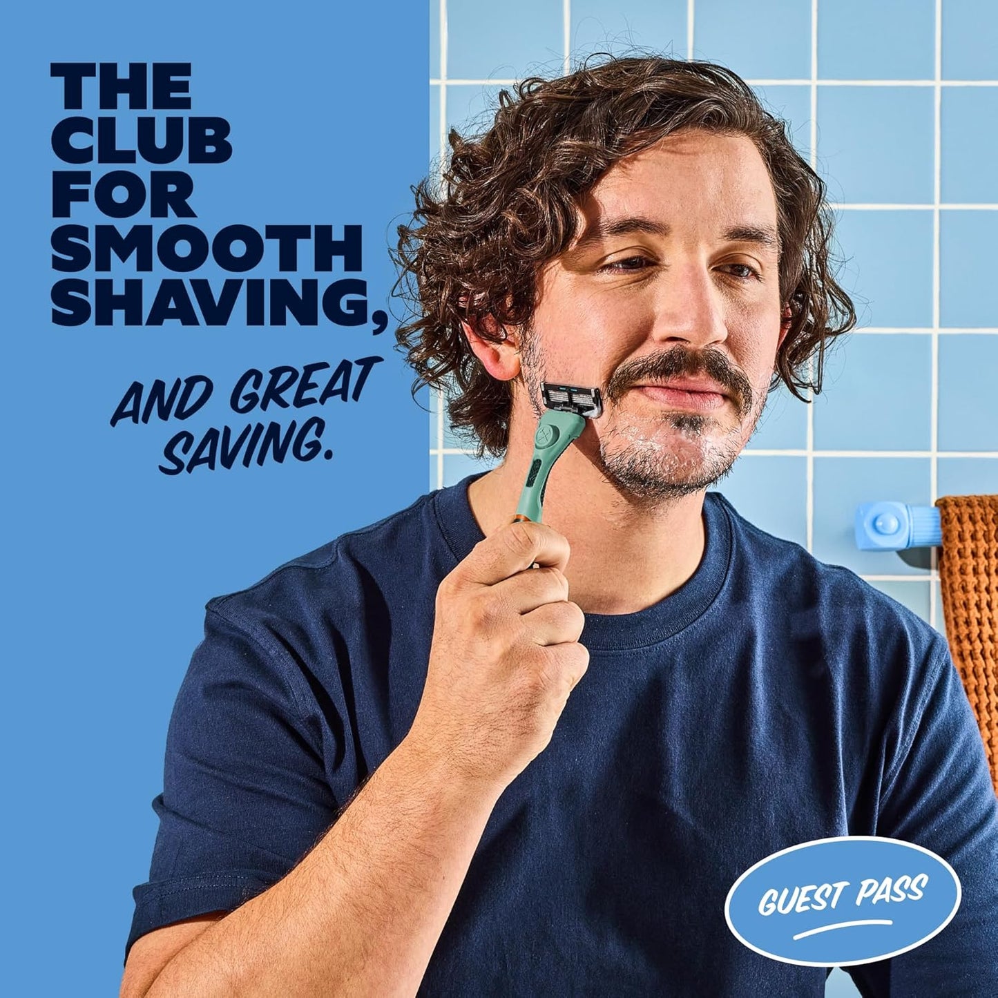 Dollar Shave Club | The Guest Pass Shave Set | 2 Extra Close Refill Cartridges, 1 Handle (Green), 1 Razor Cover, Razors for Men