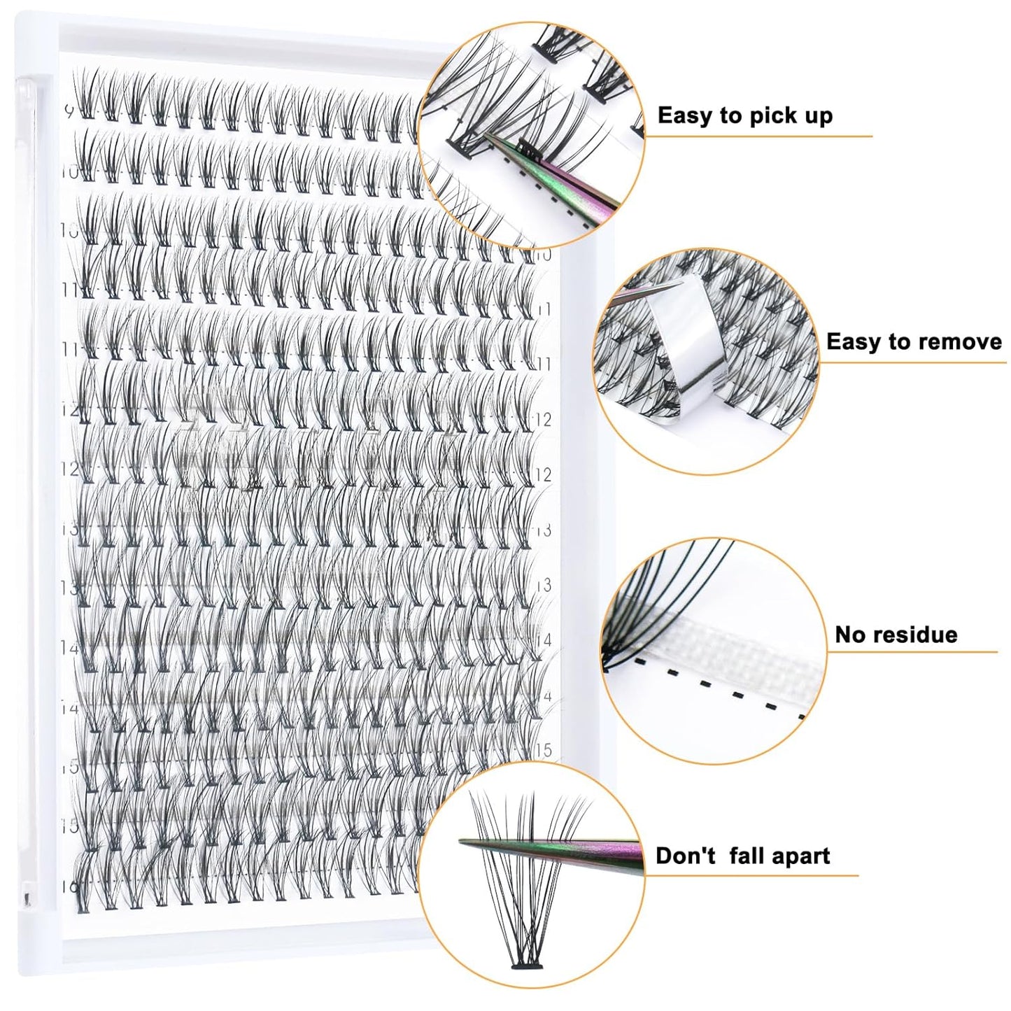 B&Qaugen Lash Clusters 10D+20D-9-16 LASH Individual Lashes 280 Clusters False Eyelash 10D 20D Lash Clusters Extensions Individual Lashes Cluster DIY Eyelash Extensions (RRDH-10D+20D-9-16)