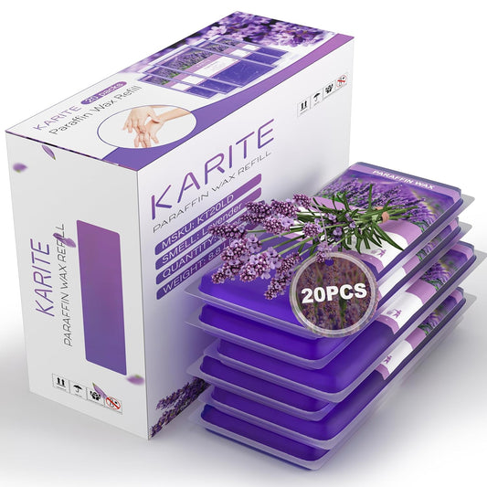 KARITE Paraffin Wax Refills, 20 Pack Lavender Scented Paraffin Wax Beads Blocks for Paraffin Bath, Paraffin Wax Machine Refills for Hand Feet Dry Skin,Rrelieves muscle fatigue, Hydration and nourish