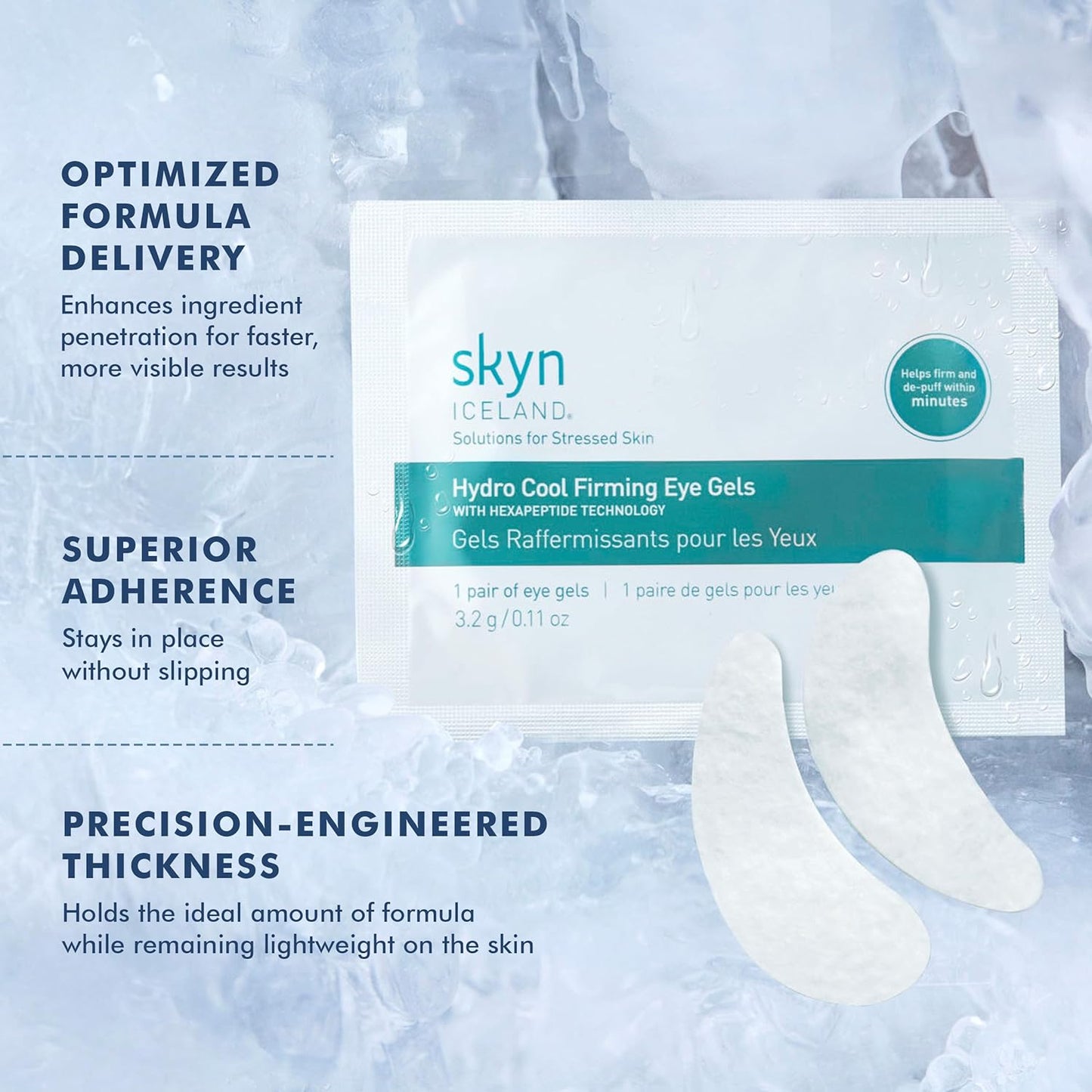 skyn ICELAND Hydro Cool Firming Eye Gels: Under-Eye Gel Patches to Firm, Tone and De-Puff Under-Eye Skin, 8 Pairs