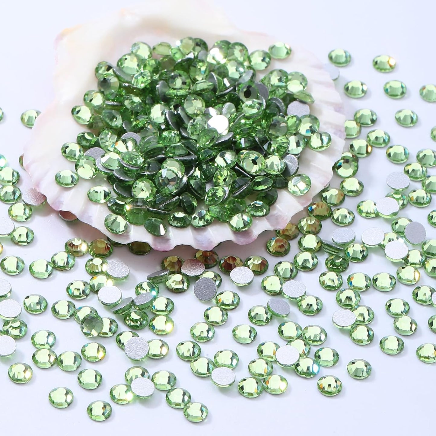 Light Green Flatback Rhinestones, Glass Rhinestones for Nail Art and Craft, Glue Fix, Loose Crystal Gemstones(Lt.Green, SS16, 2880pcs, 3.8-4.0mm)