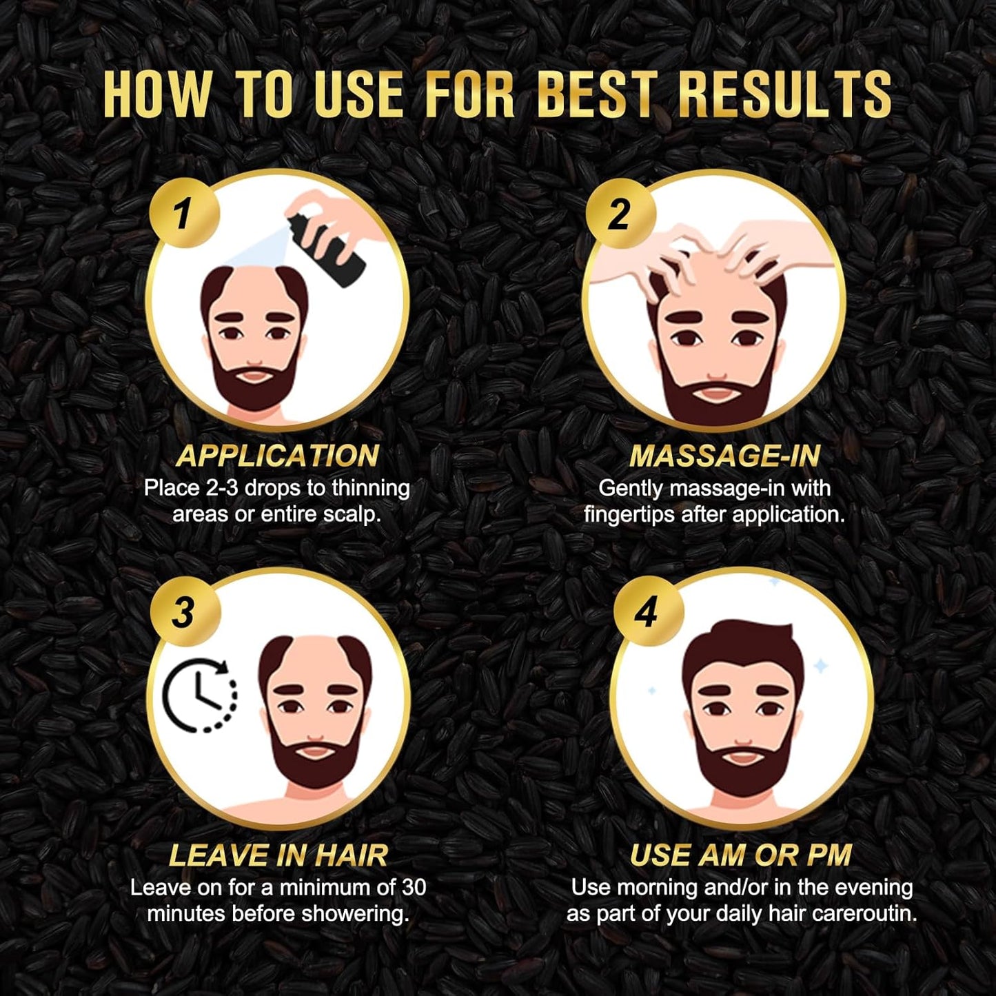 Organic Black Rice Water Spray for Hair Growth, A Solution with Castor Oil & Ginger Root Extract for Thicker, Fuller Hair, Targets Hair Loss and Repairs Damage 200ml/6.4 fl.oz (2 PC)