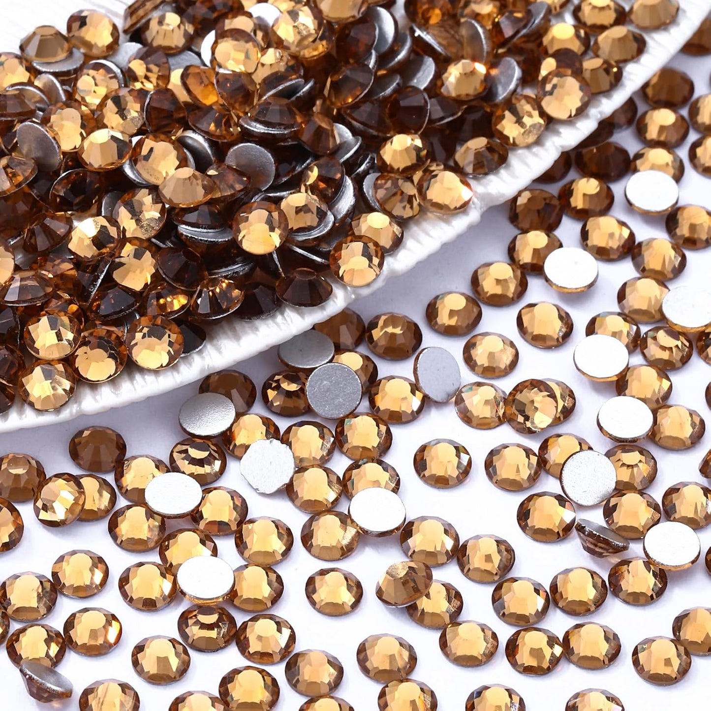 Topaz Flatback Rhinestones, Glass Rhinestones for Nail Art and Craft, Glue Fix, Loose Crystal Gemstones(Topaz, SS20, 1440pcs, 4.6-4.8mm)