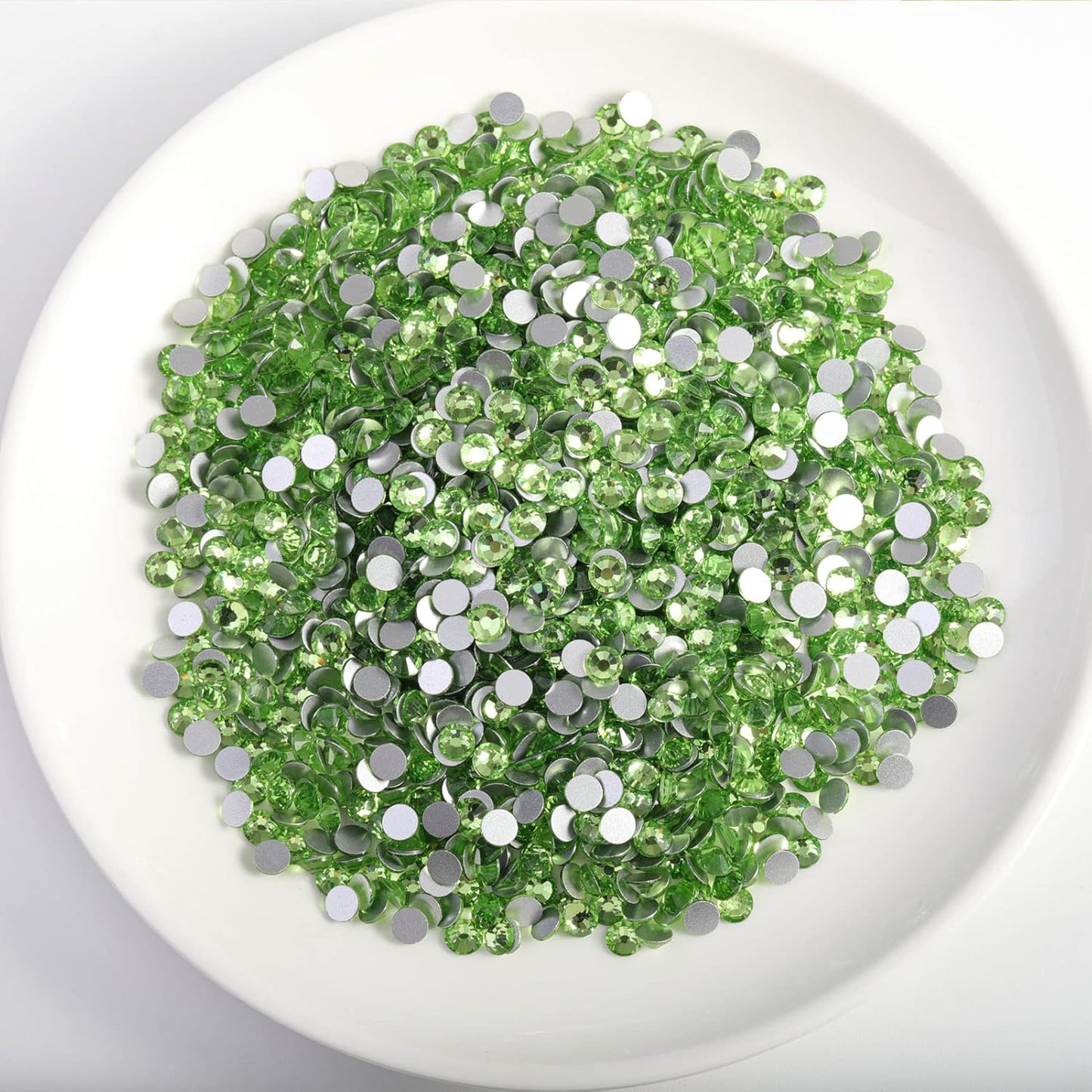 beadsland Flat Back Crystal Rhinestones Round Gems for Nail Art and Craft Glue Fix,Light Green (1.9-2.0mm) SS6/1440pcs