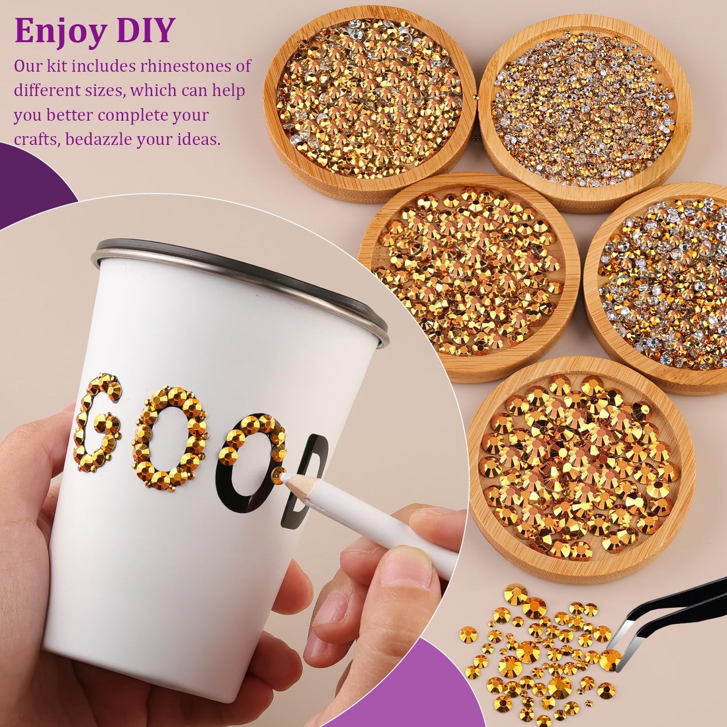 Resin Jelly Rhinestones for Crafting with B7000 Jewelry Glue, 2 Boxes Gold Flatback Crystals with 3Pcs 10ml Glue, Bedazzling Non Hotfix Gems for DIY Tumblers Clothing Shoes Manicure