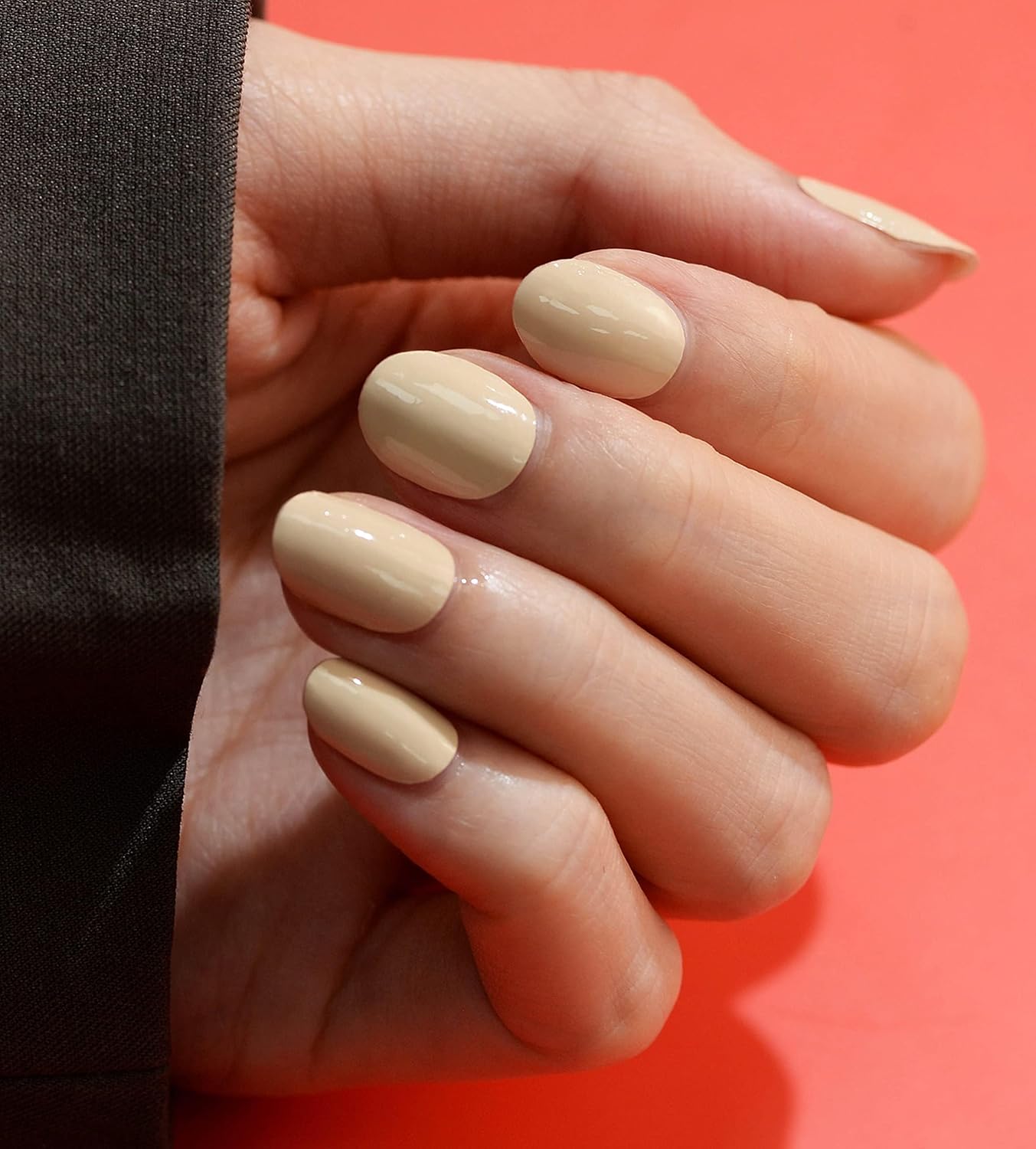 Nail Polish Strips Long Lasting, 20Pcs Wraps, Easy Apply& Remove Salon Quality Gel Nail Stickers (Sand Light Beige)