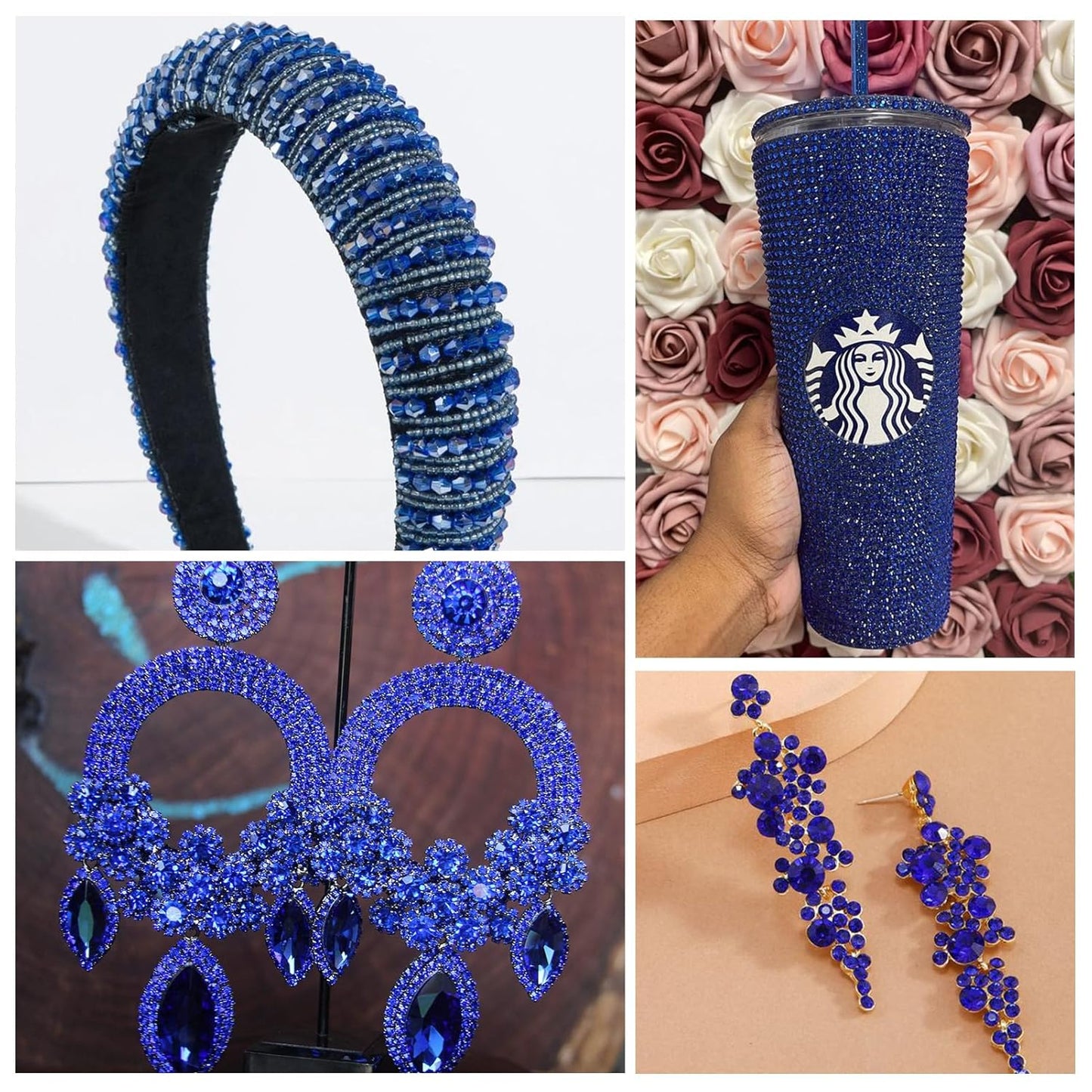 1440Pcs Jet Ab Crystal Rhinestones,Glass Flatback Rhinestones Gemstones for Nail Face Makeup Art Crafts Clothes Decoration -(SS16,4.0mm,Jet Ab)