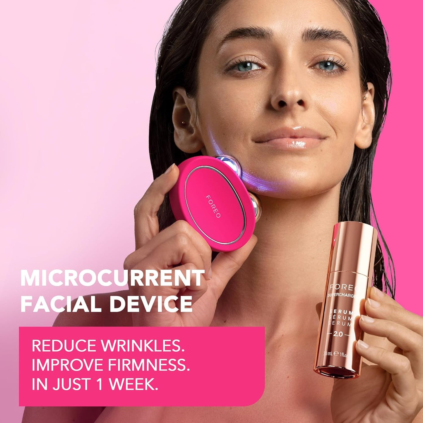 FOREO Bear 2 Advanced Toning Microcurrent Facial Device -Face Sculpting Tool - Firm & Contour - Non-Invasive - Increases Skin Care Absorption - Fuchsia