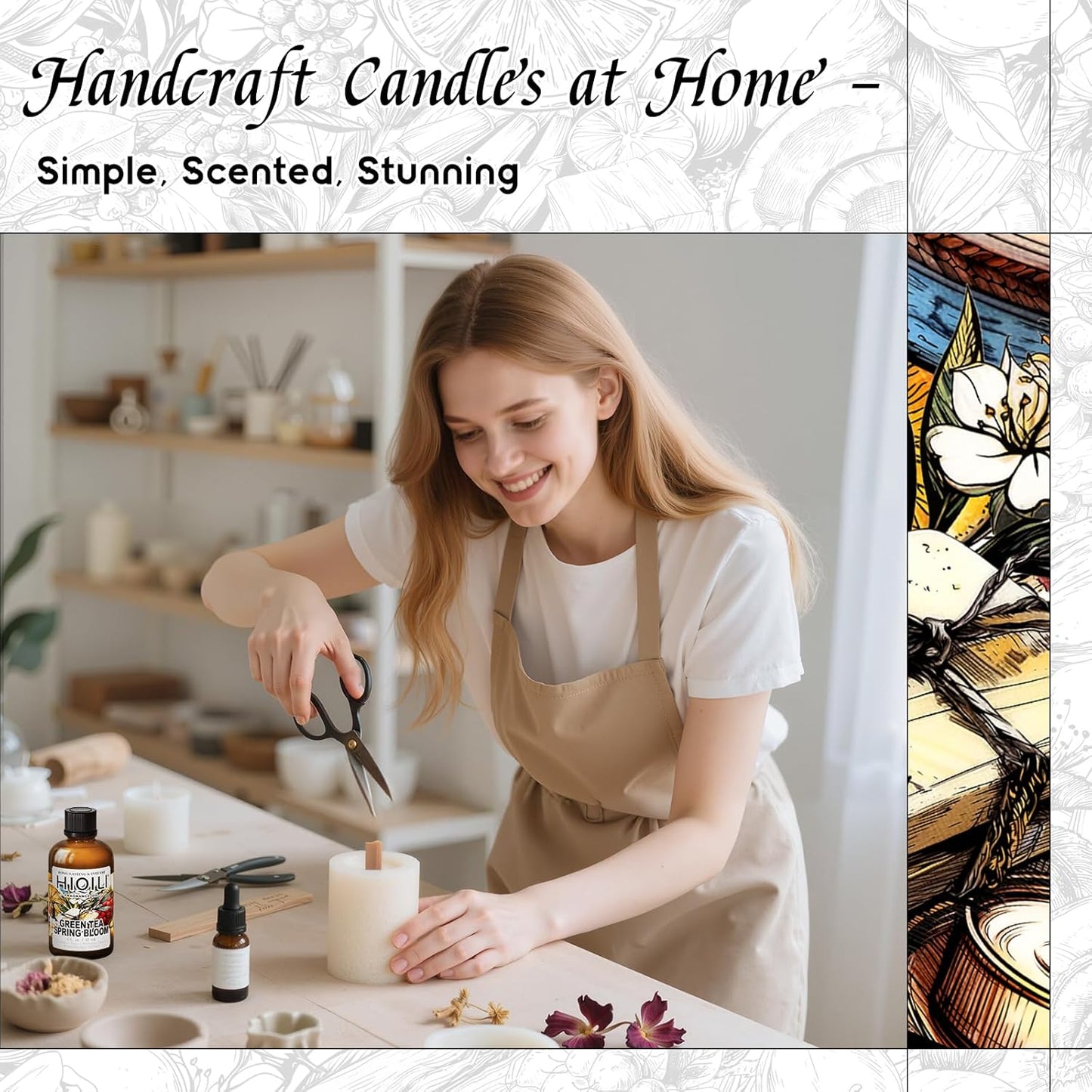 HIQILI Green Tea Spring Bloom Fragrance Oil for Diffuser, Inspired by Eliz.Ar-den Grn Tea, DIY Perfume, Candle, Soap Making, Long Lasting Uplifting & Crisp Scents - 1 Fl Oz