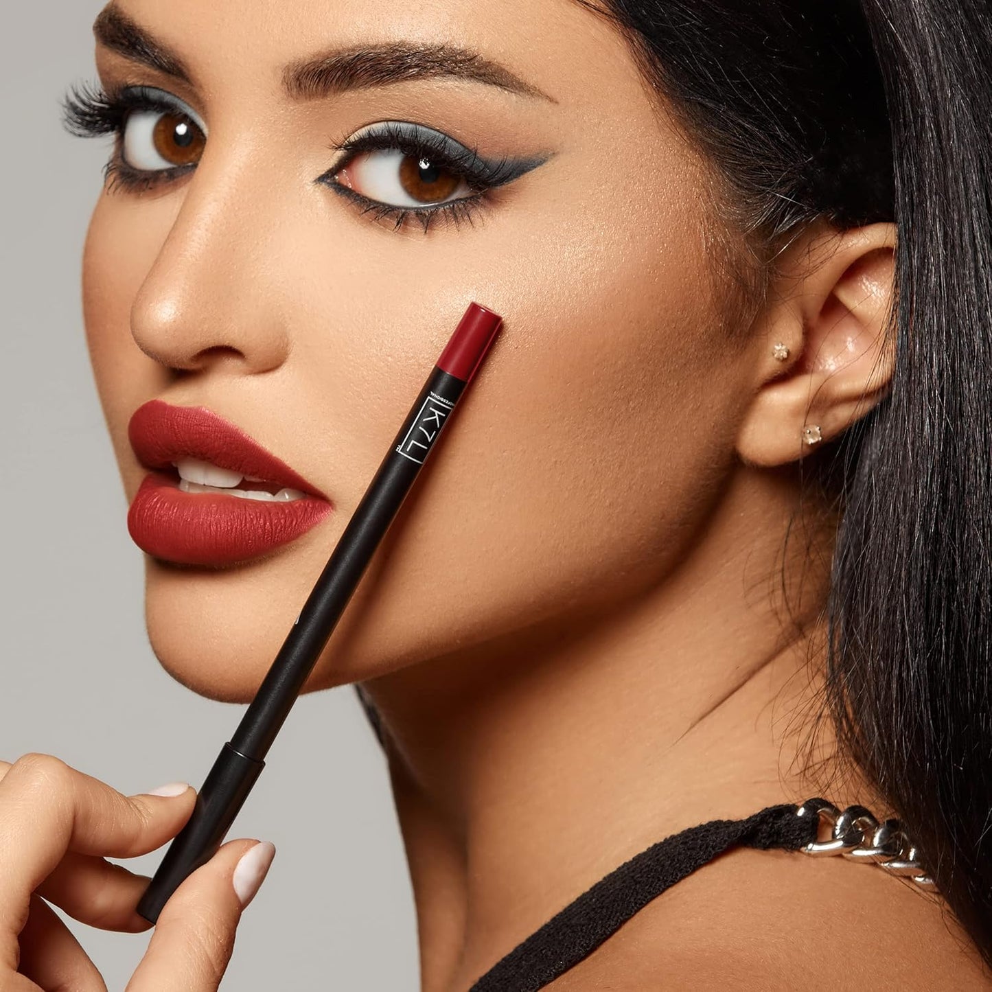 K7L Dark Red Lip Crayon (Vegan) - Waterproof and Smudge-Proof Cosmetics - Flame